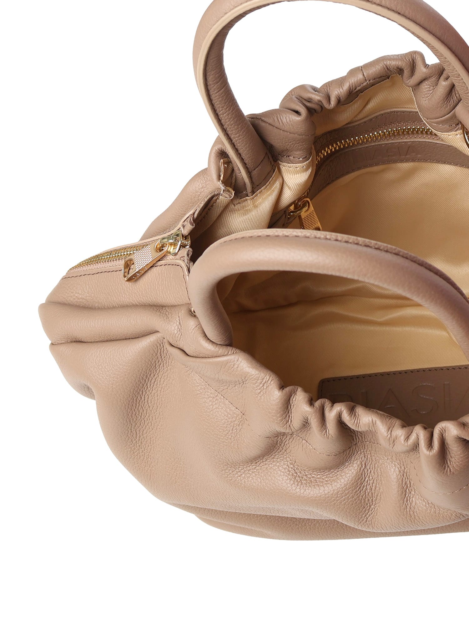 Biasia Gathered Leather Tote Bag In Brown