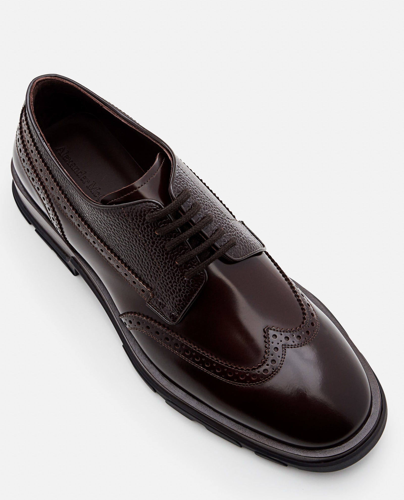 Shop Alexander Mcqueen Derby Leather Shoes In Brown