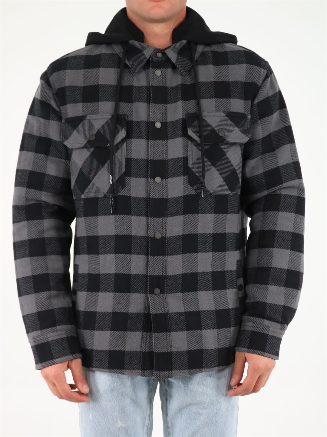 Off-White Flannel Shirt With Fleece