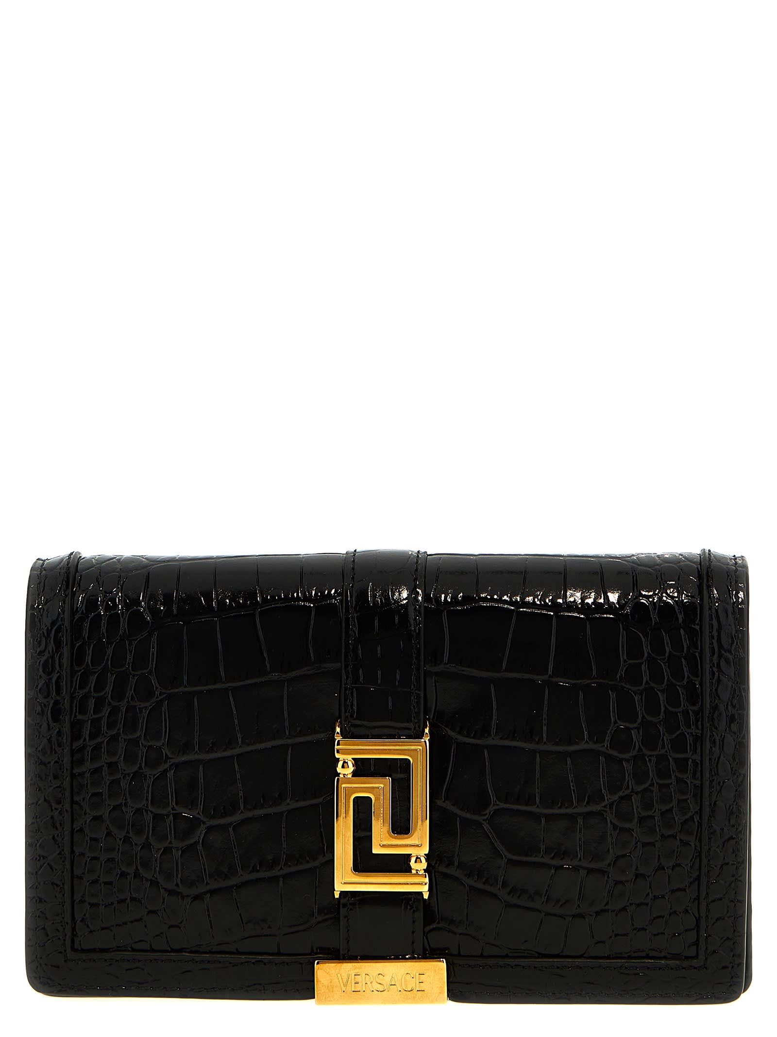 Shop Versace Greca Goddess Wallet In Black