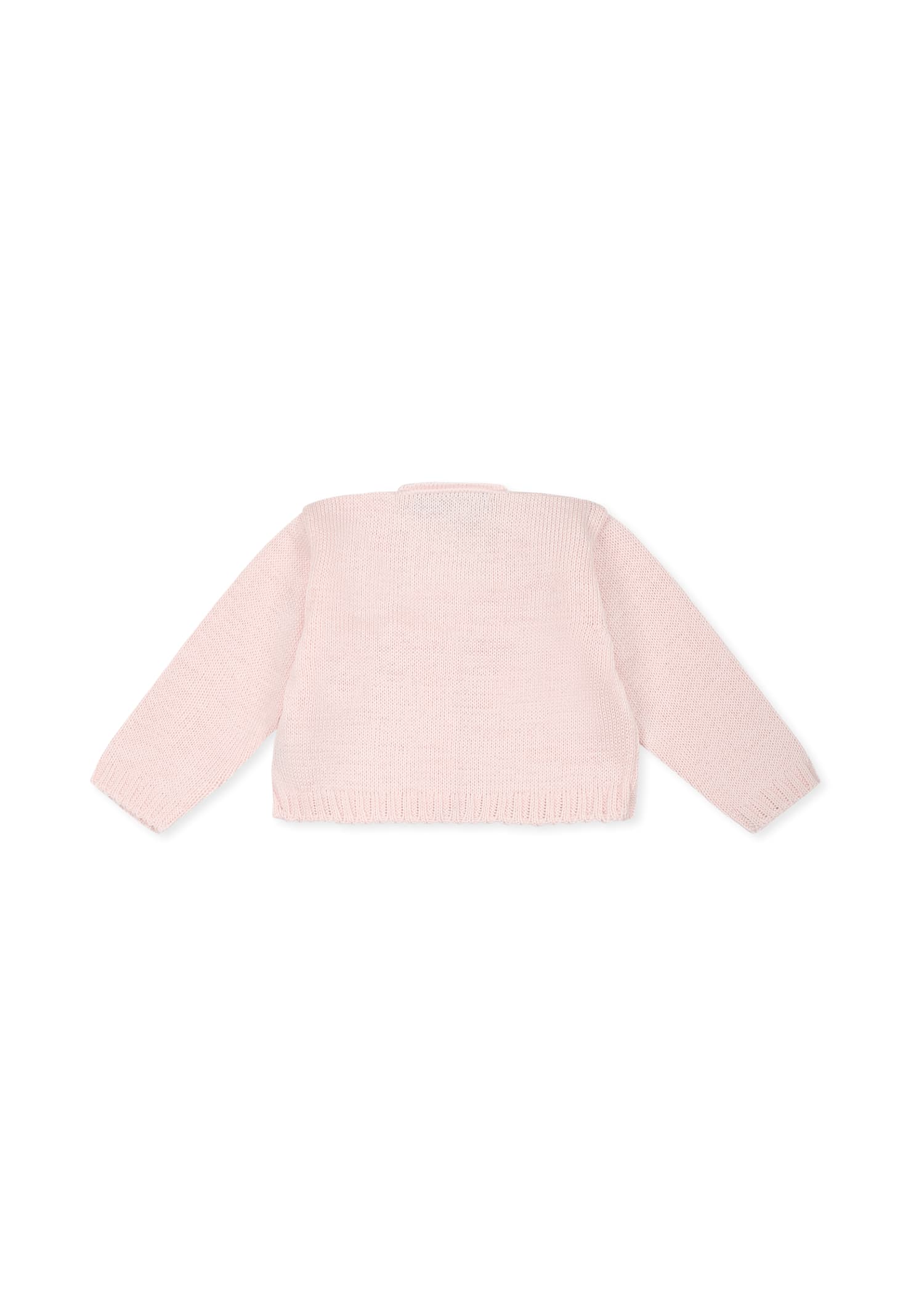 Little Bear Pink Cardigan For Baby Girl In Pink