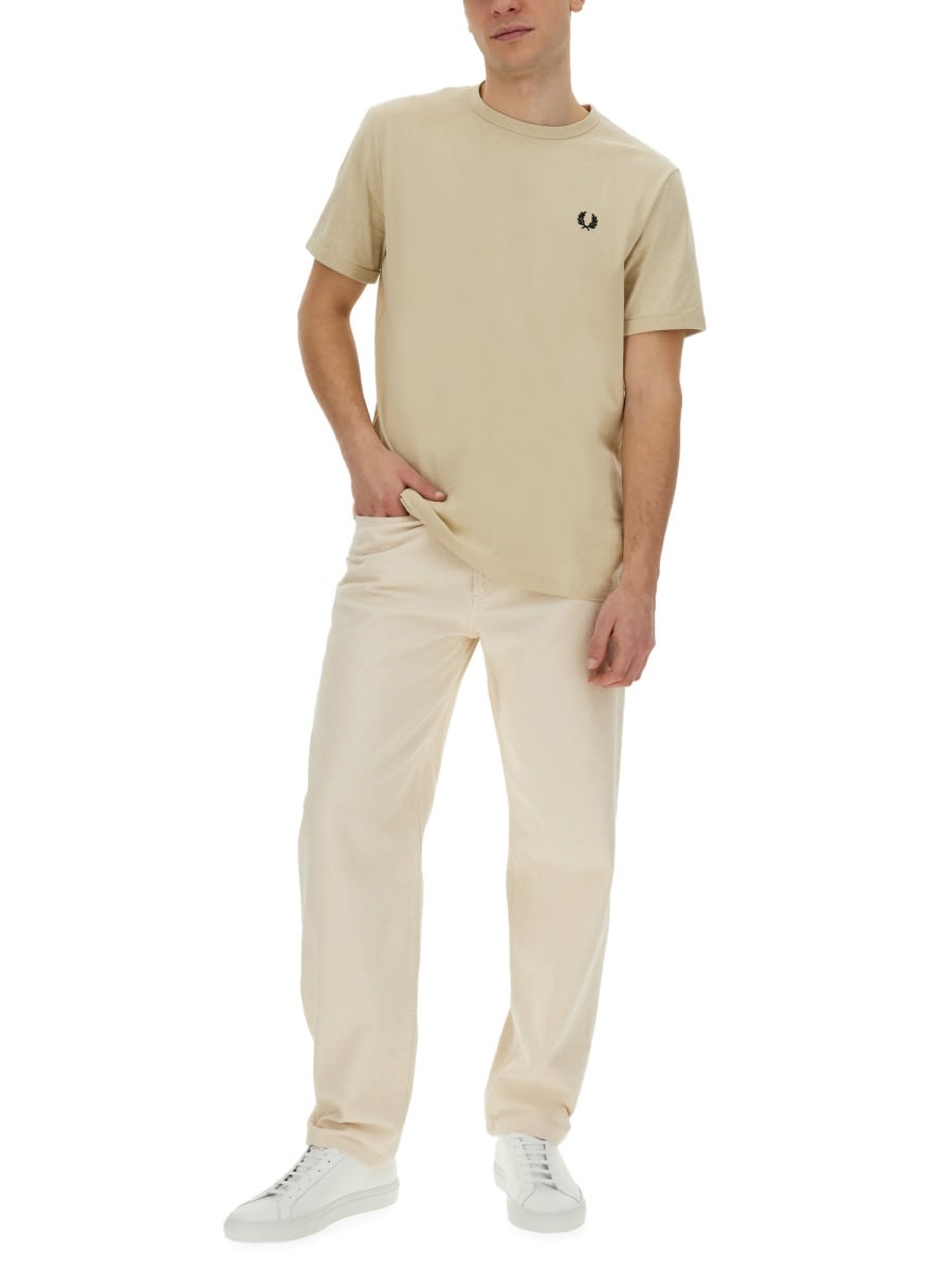 Shop Fred Perry T-shirt With Logo In Powder