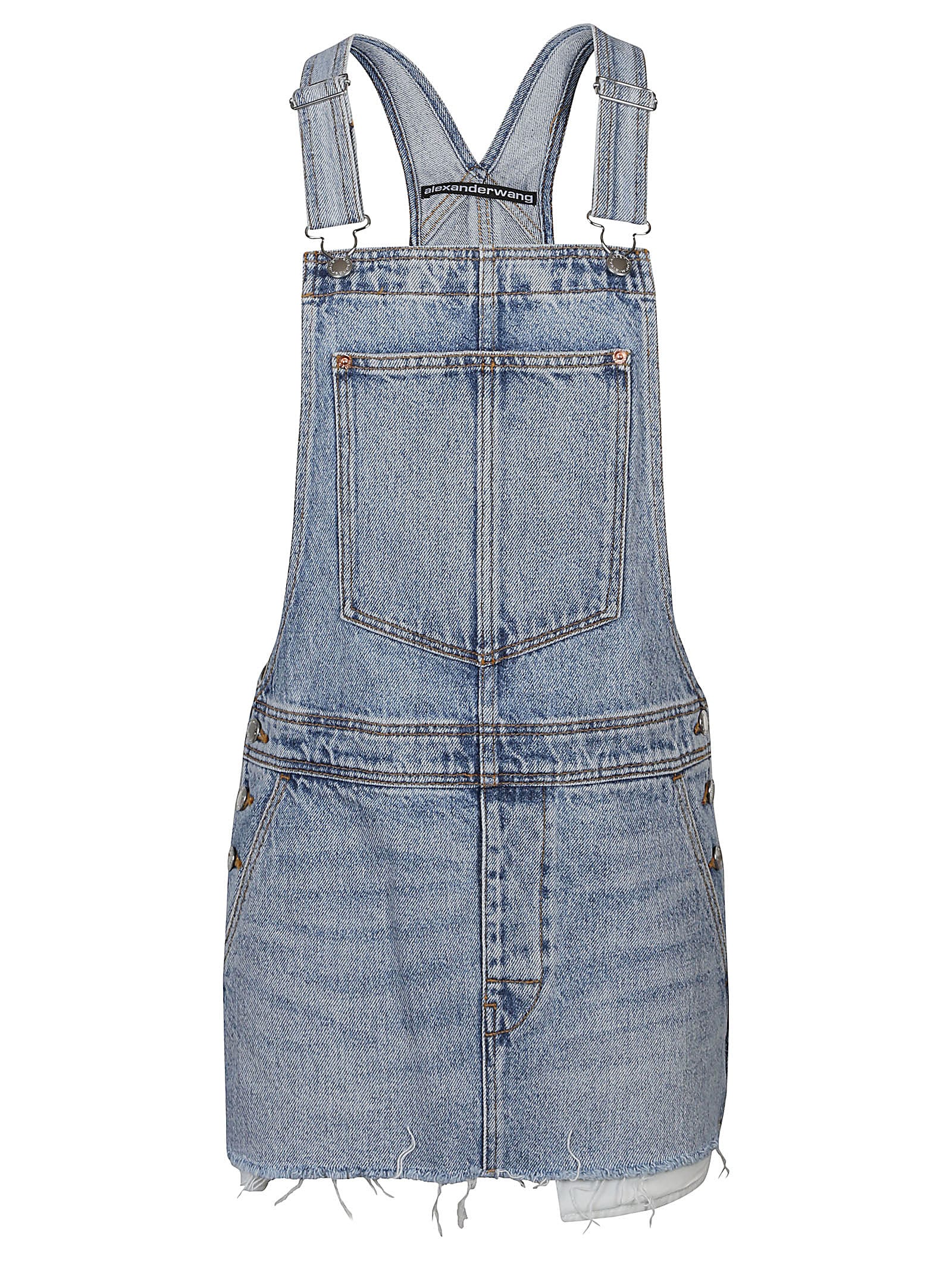 Alexander Wang Overall Mini Dress In A Vintage Faded Indigo