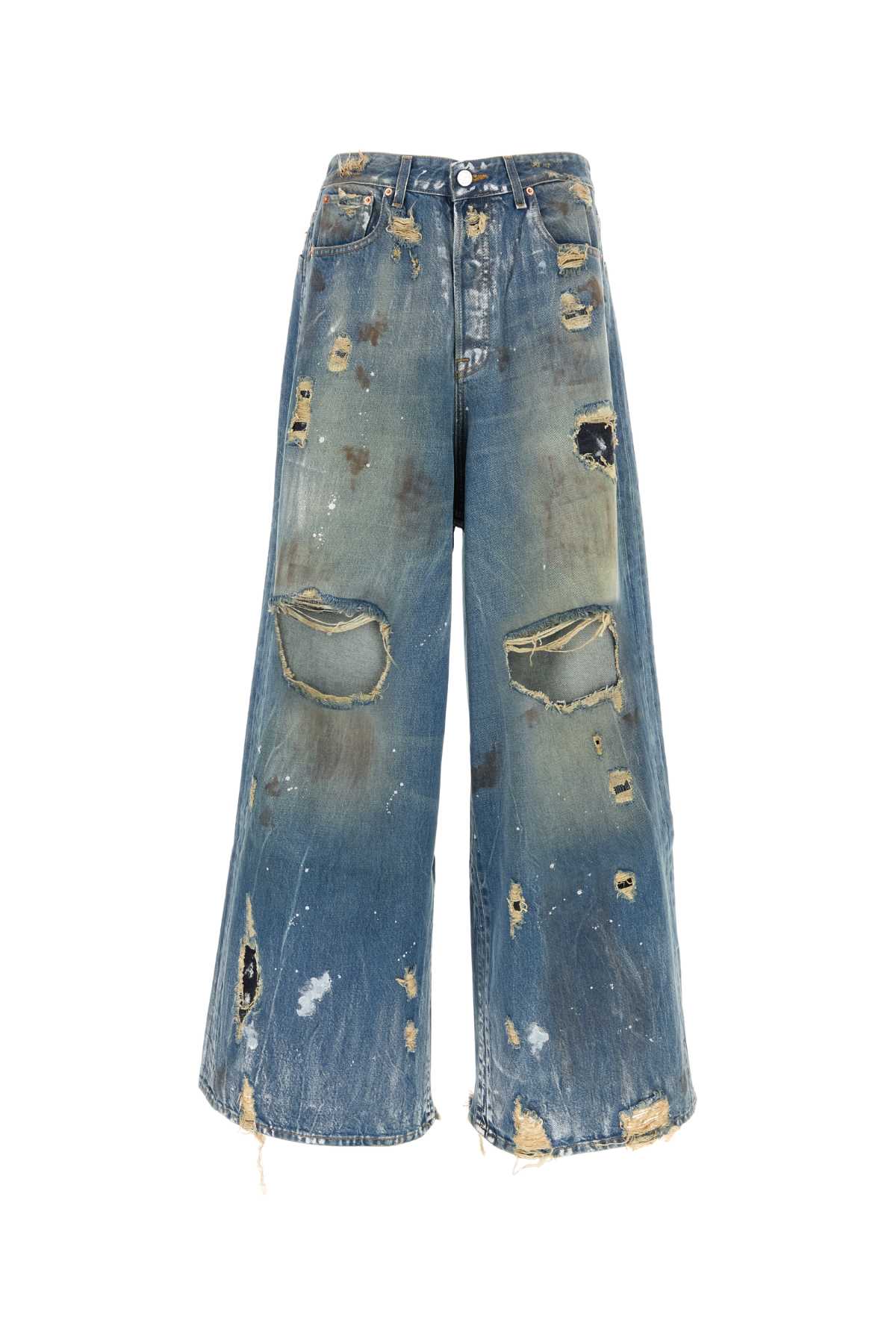 Shop Vetements Denim Wide-leg Jeans In Distressedblue