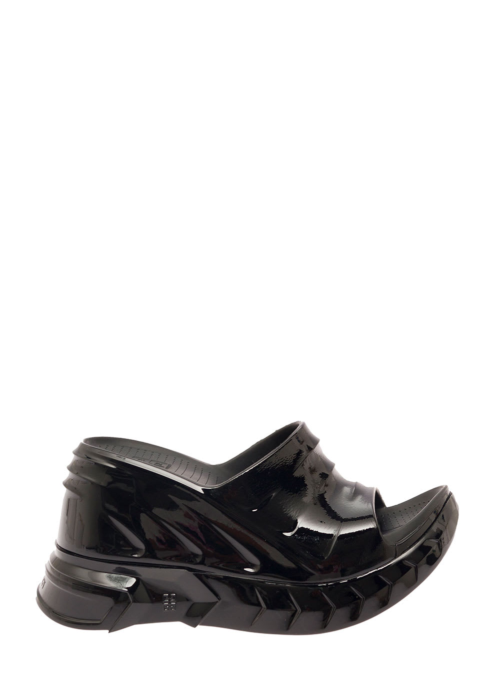 Givenchy marshmallow Black Wedge With Logo On The Sole In Shiny Rubber Woman