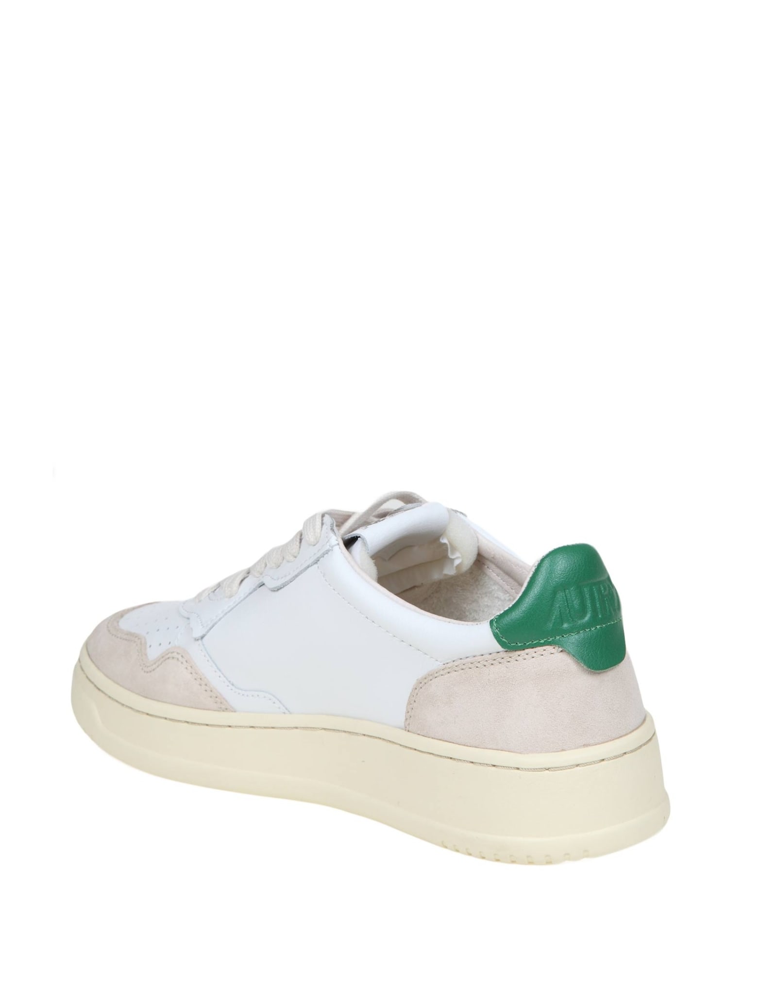 Shop Autry Sneakers In White And Green Leather And Suede In White/green