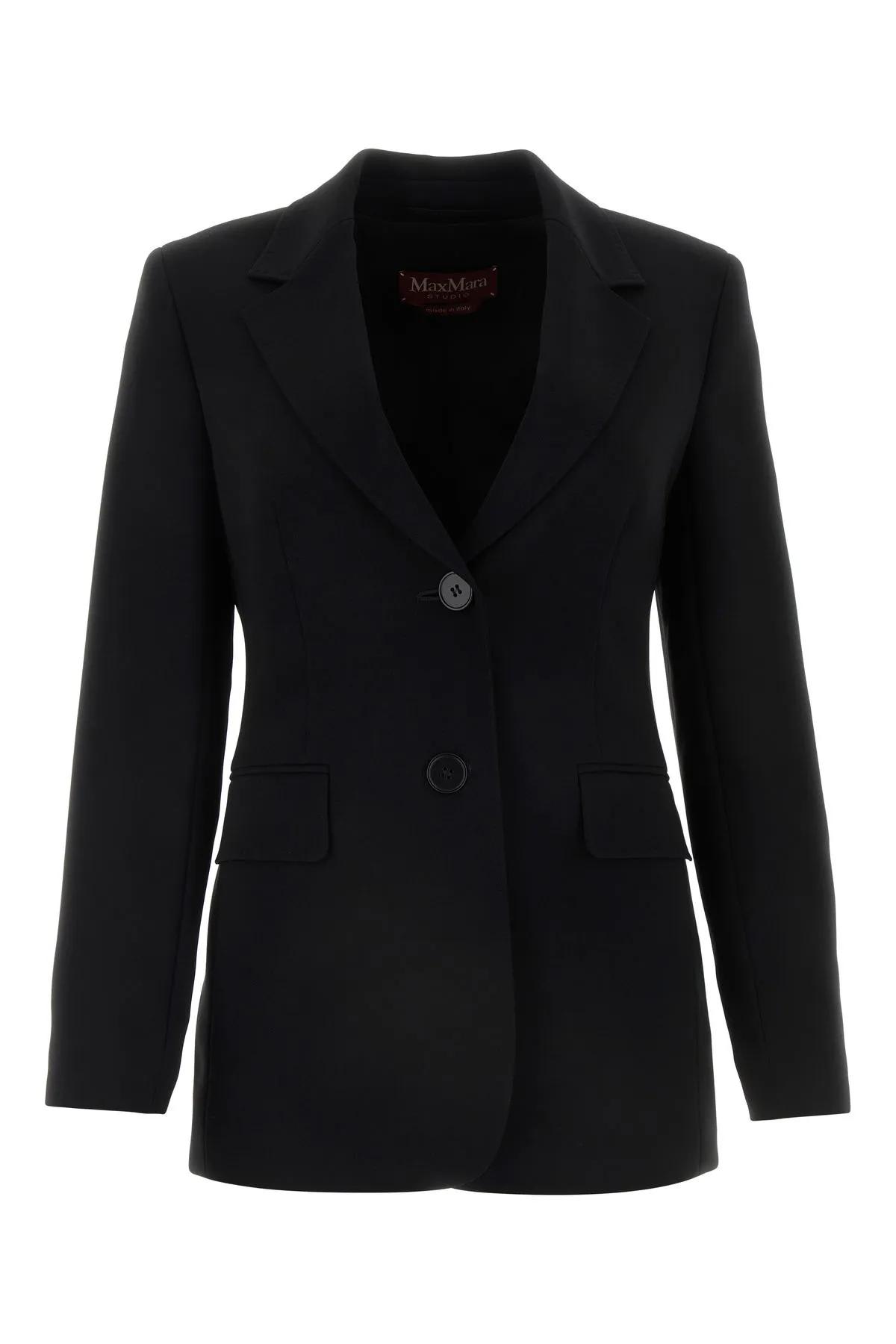 Shop Max Mara Black Triacetate Blend Link Blazer In Nero