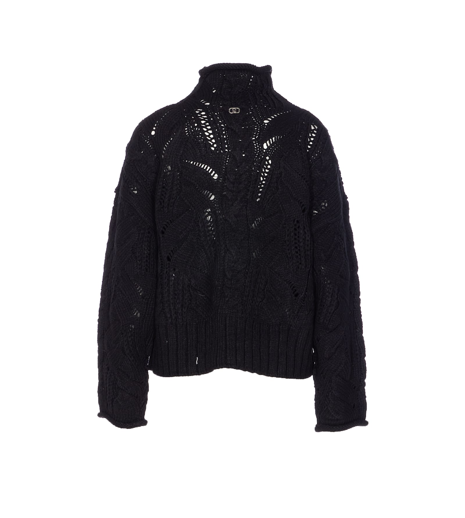 Liu •jo Turtleneck With Jewel Stones In Black