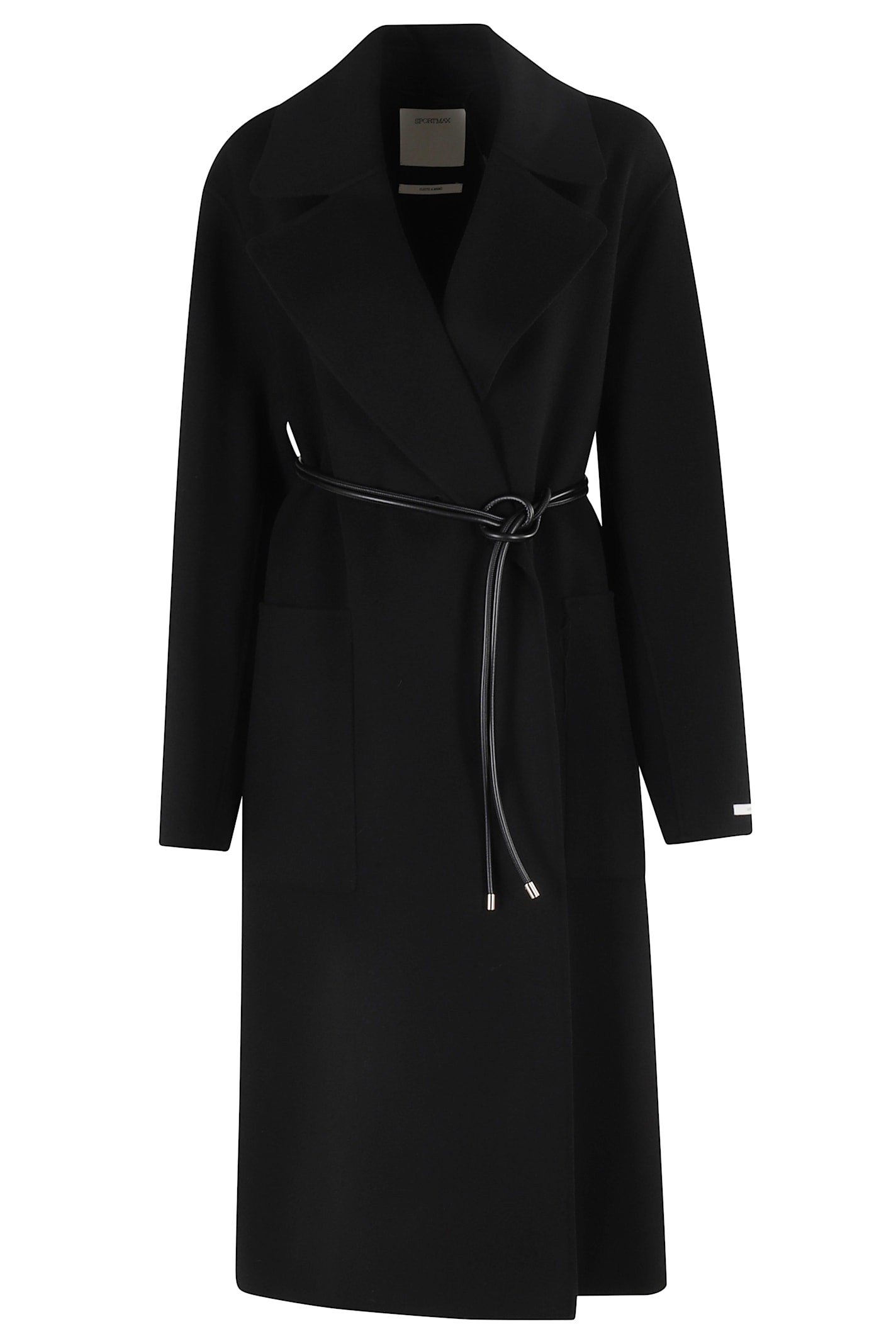 Sportmax Tie-cord Detail Single-breasted Coat In Black