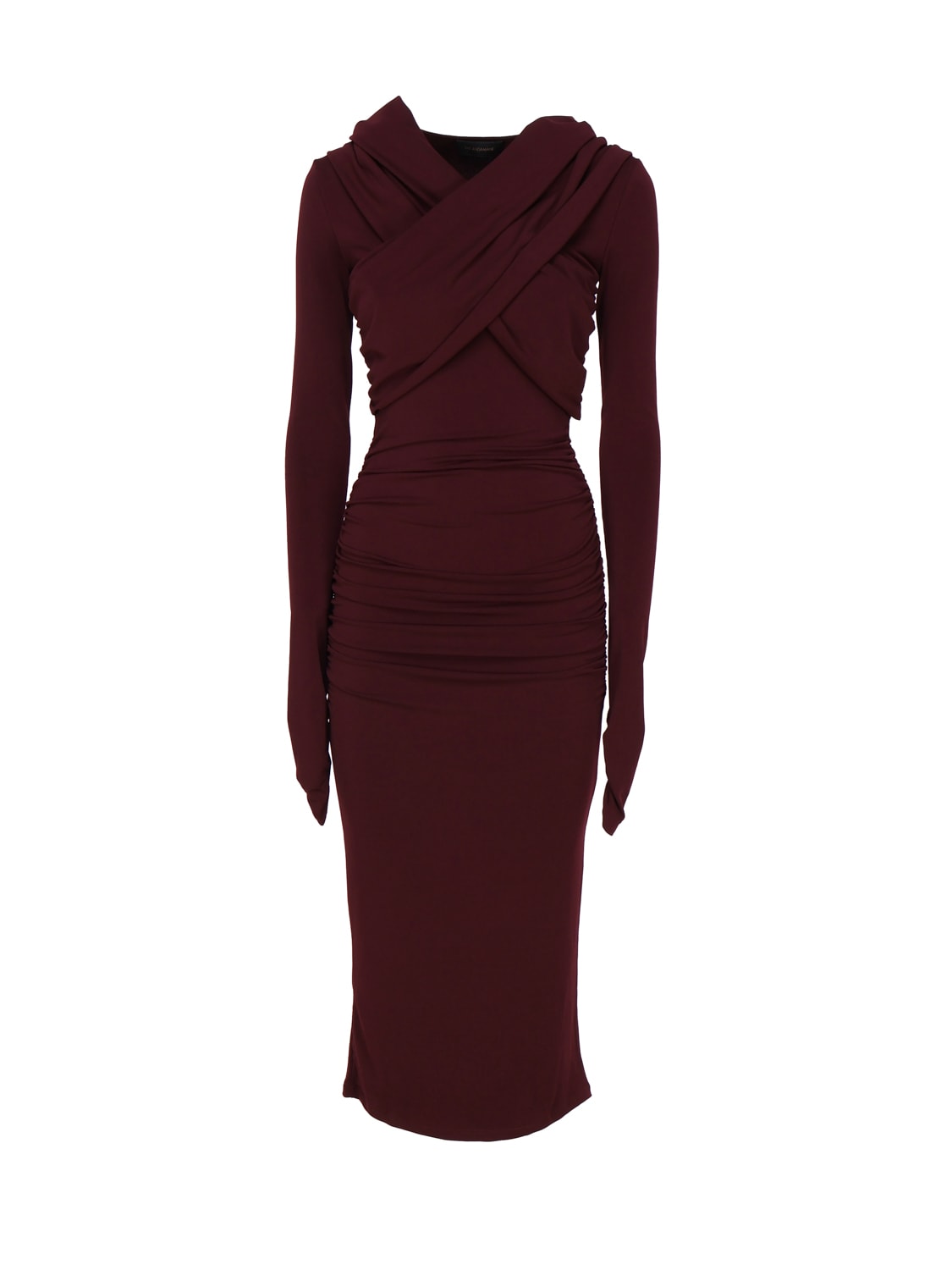 Shop The Andamane Fitted Dress With Hood In Bordeaux