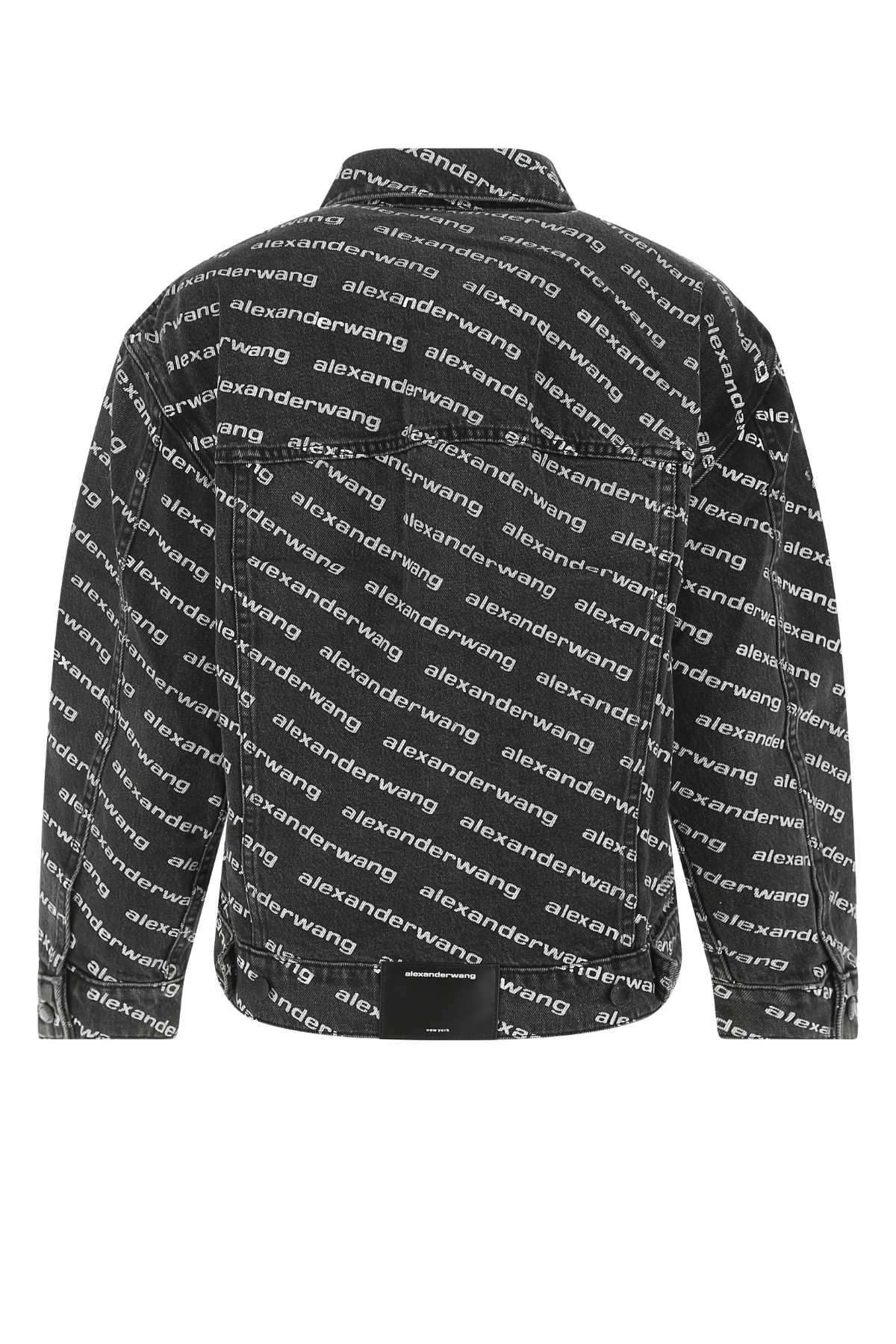Alexander Wang Printed Denim Jacket In Greyagedwhite