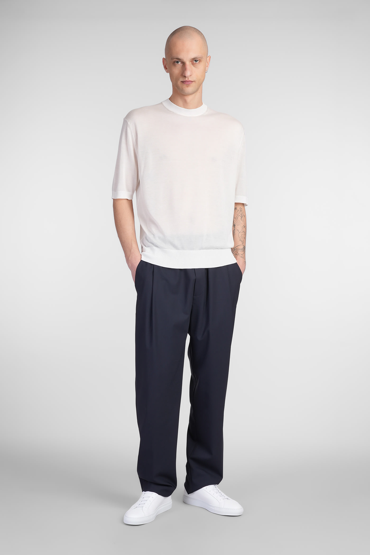 Laneus Knitted T-shirt In Beige