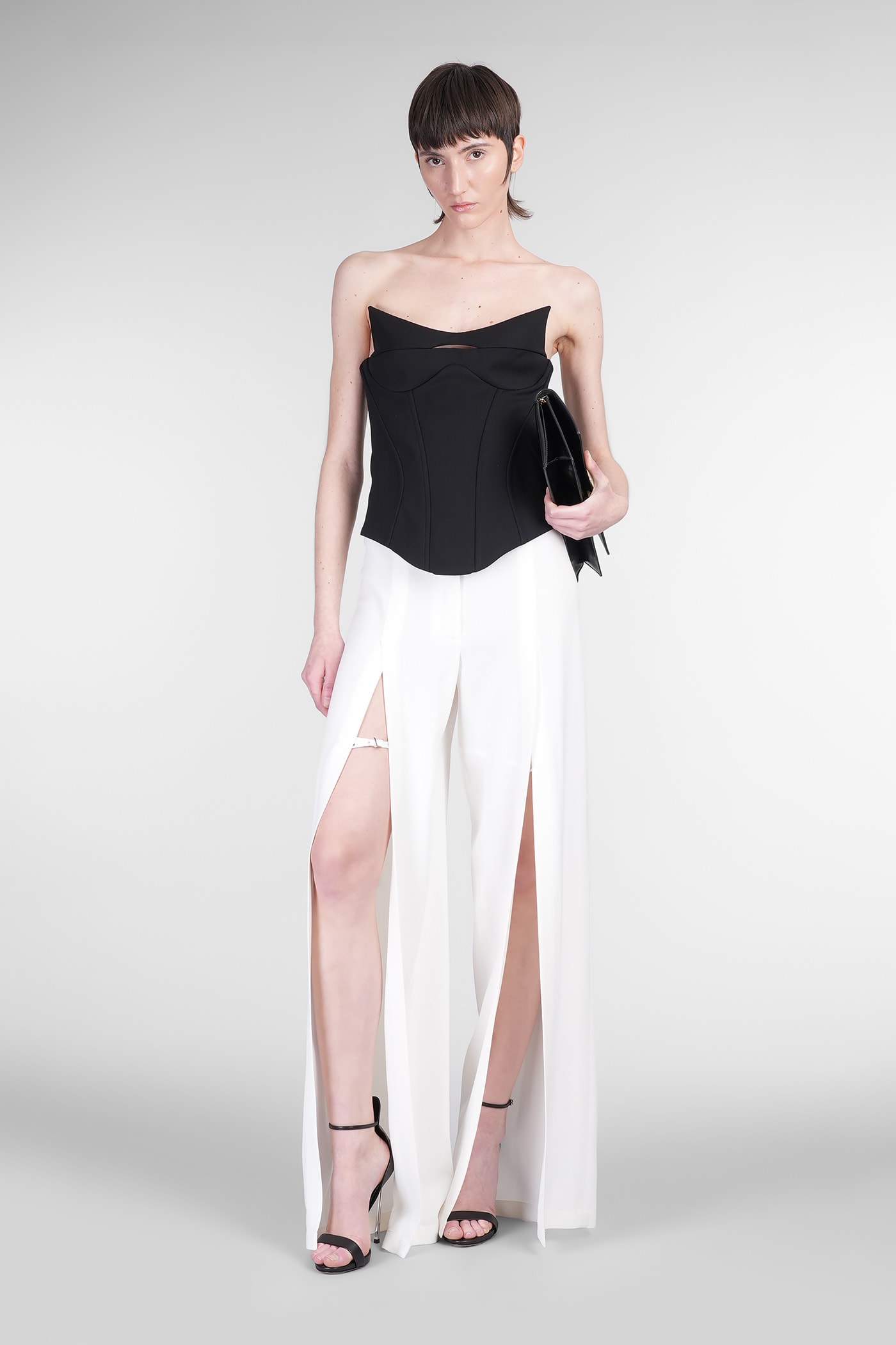 Mugler Pants In White Viscose