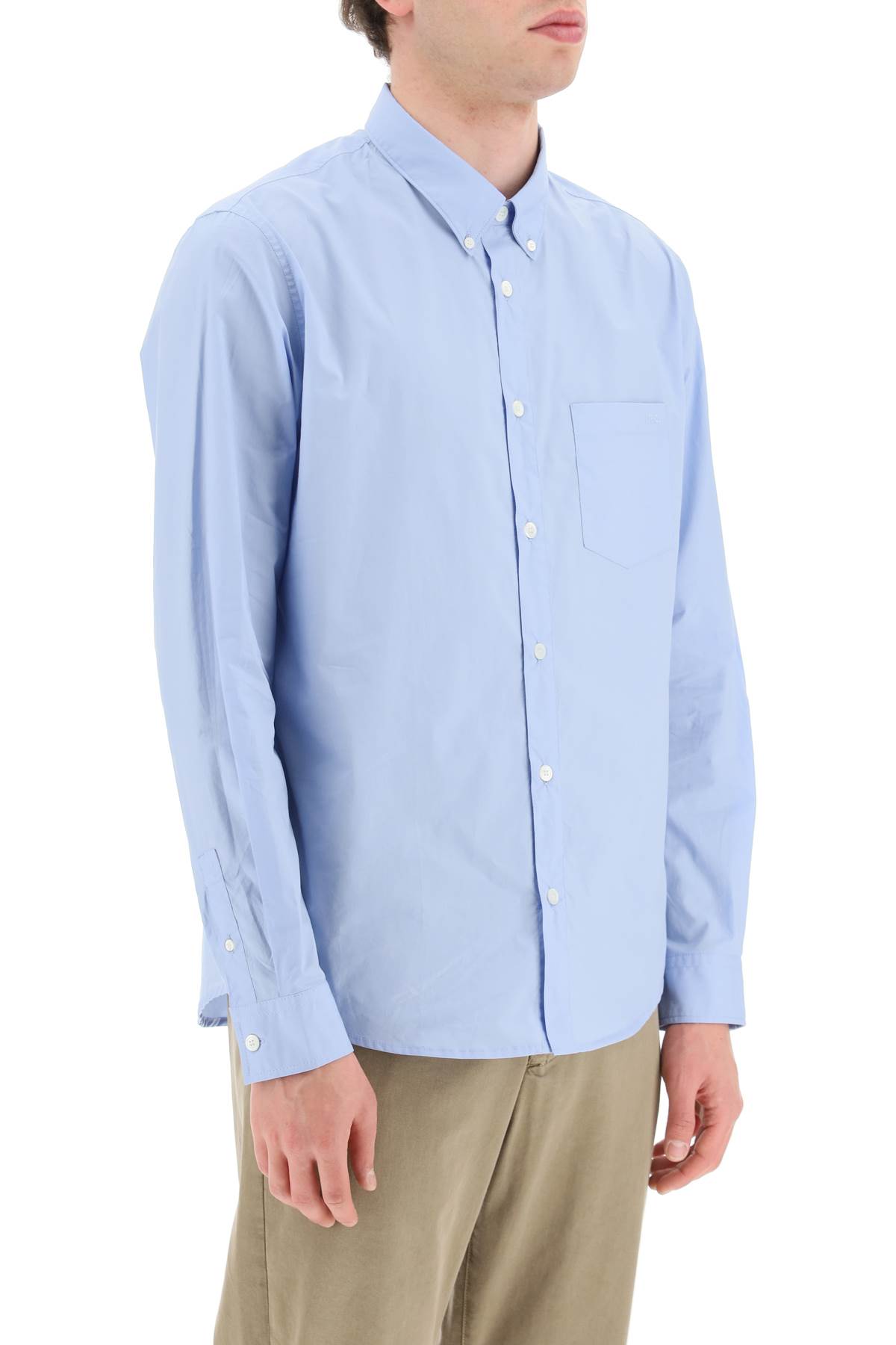 Shop Apc Edouard Shirt In Bleu Clair (light Blue)