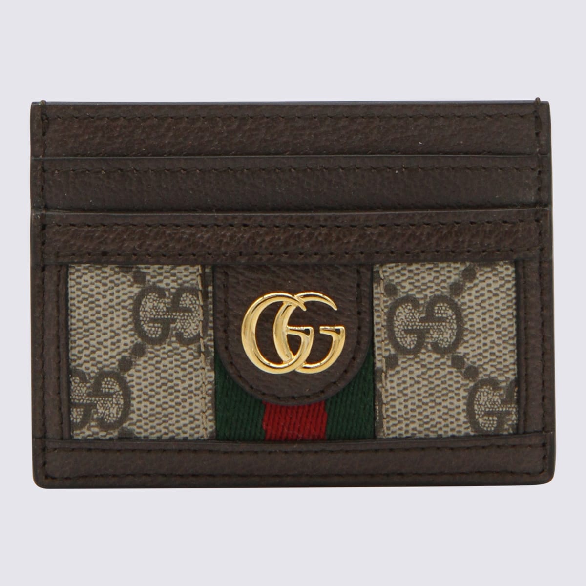 Gucci Brown Ophidia Card Holder In Black