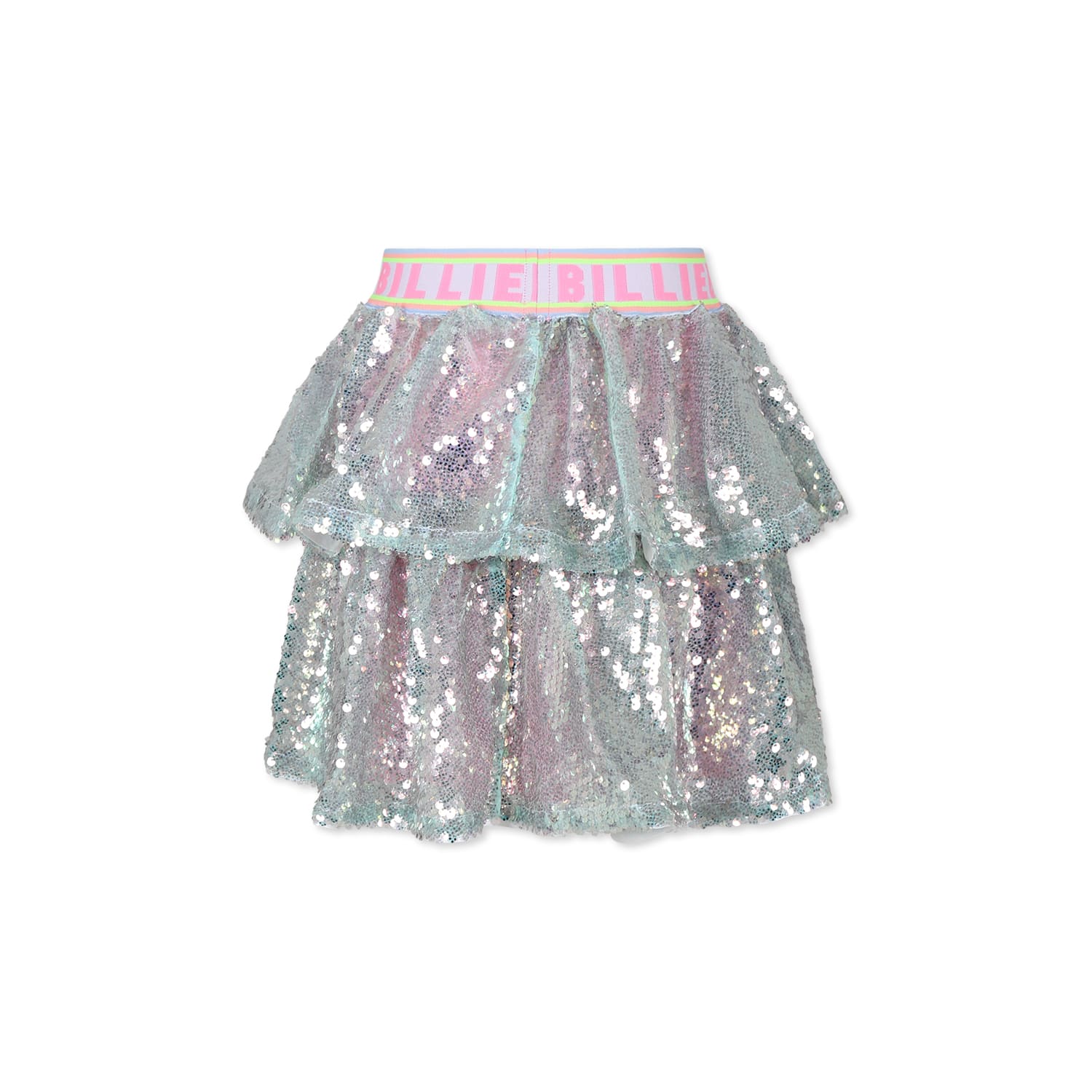 Billieblush Sequinned Tiered Skirt In Silver