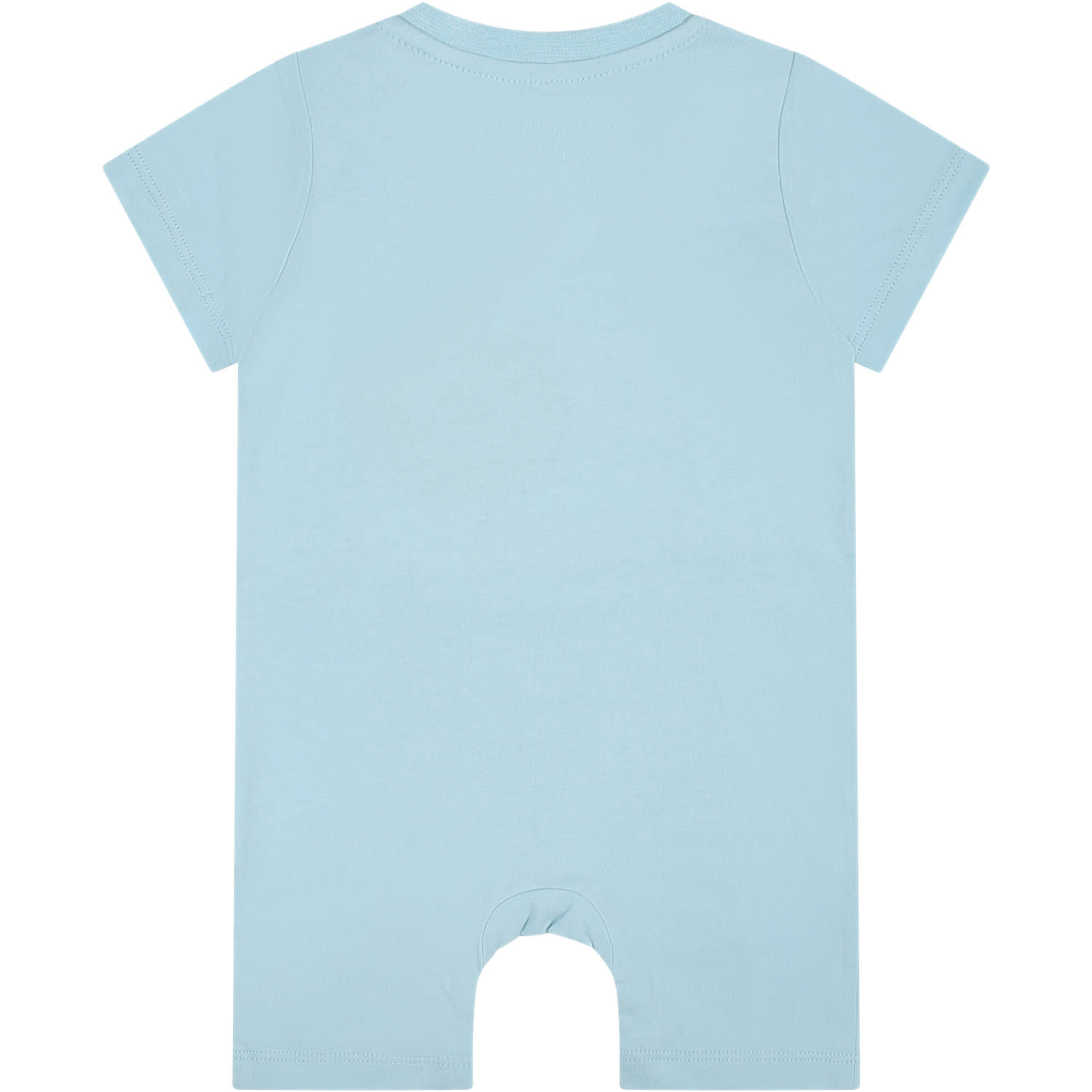 Shop Stella Mccartney Light Blue Romper For Baby Boy With Hammerhead Shark Print