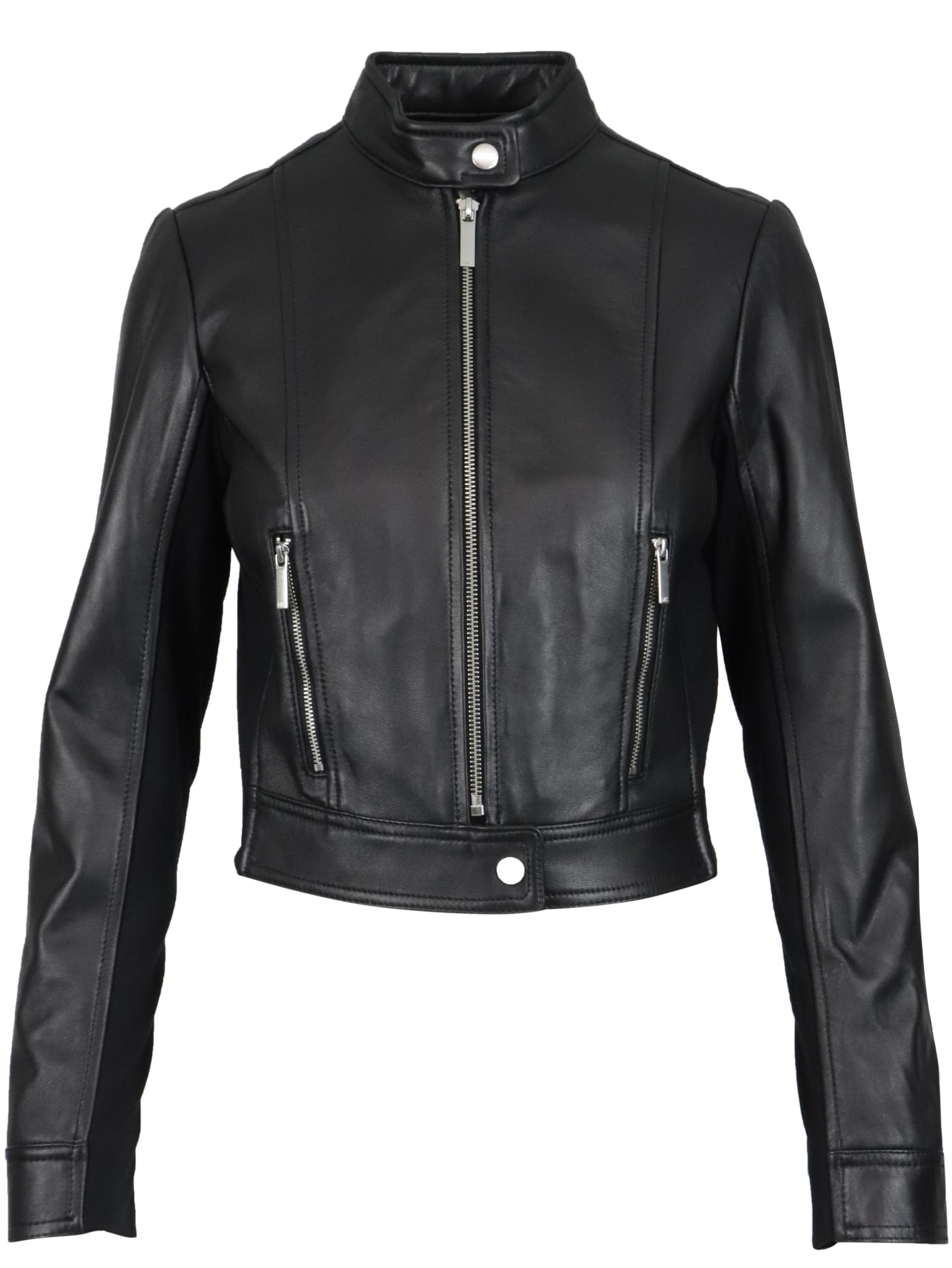 Michael Kors Leather Bomber Leather Jacket