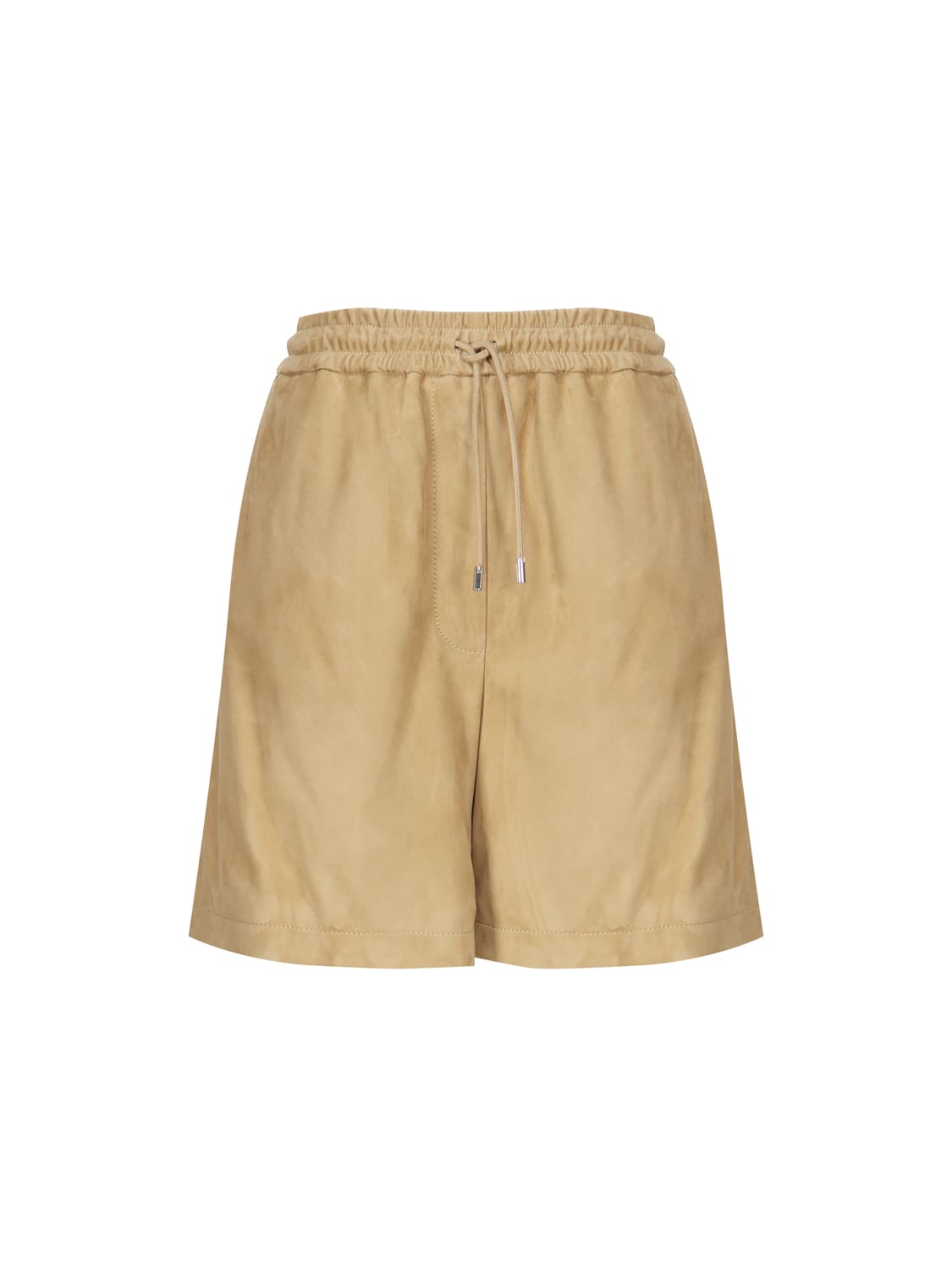 Shop Loewe Suede Shorts In Golden