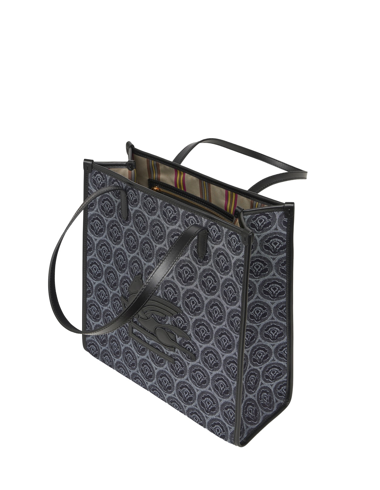 Shop Etro Love Trotter Medium Bag In Blue Denim Jacquard