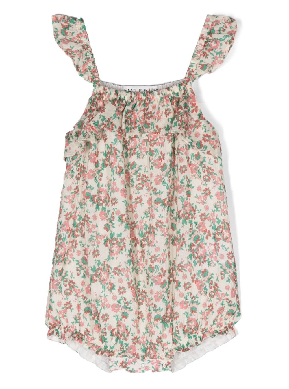 Shop Emile Et Ida Multicolor Onesie With All-over Floreal Print In Cotton Baby