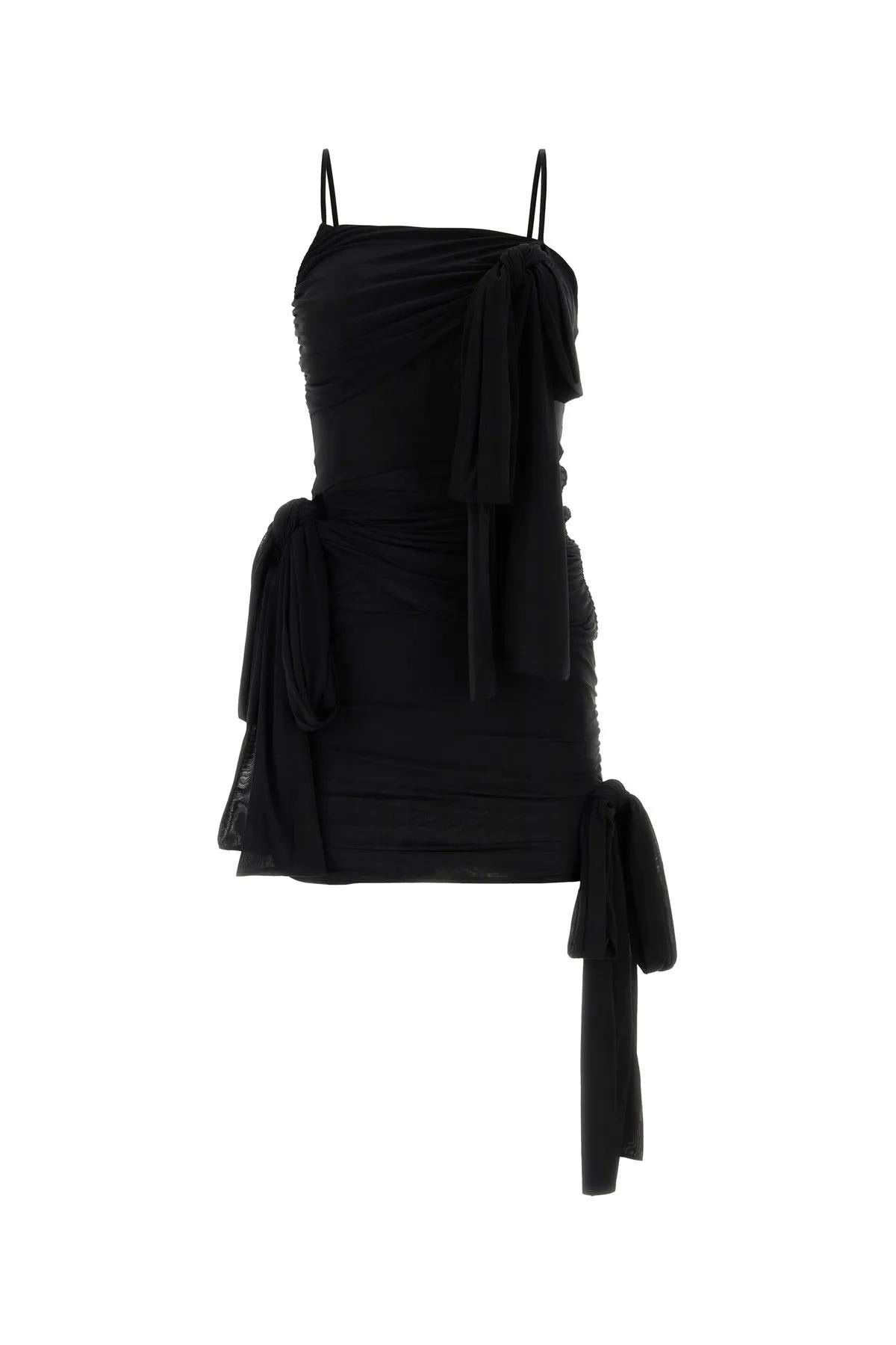 Shop Blumarine Black Stretch Nylon Mini Dress