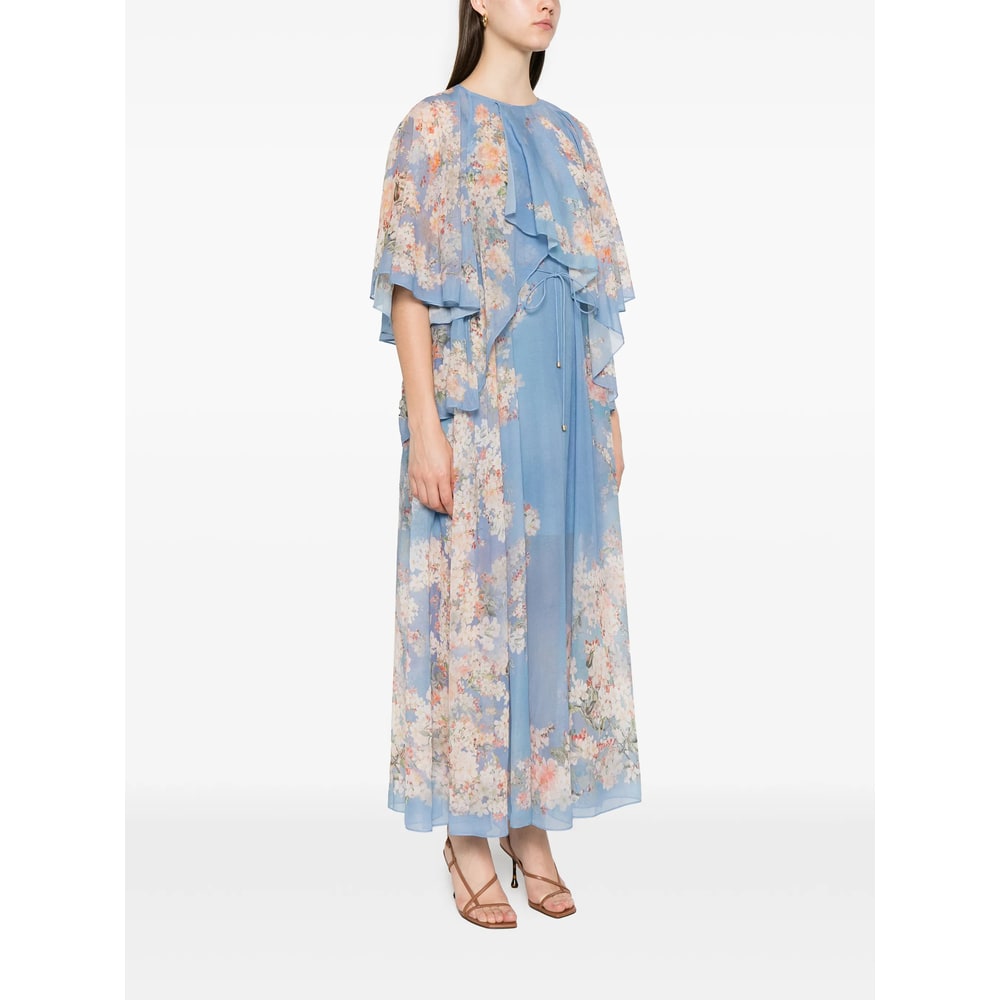 Zimmermann Maxi Floral-printed Silk Cotton Dress With Ruffles In Multi