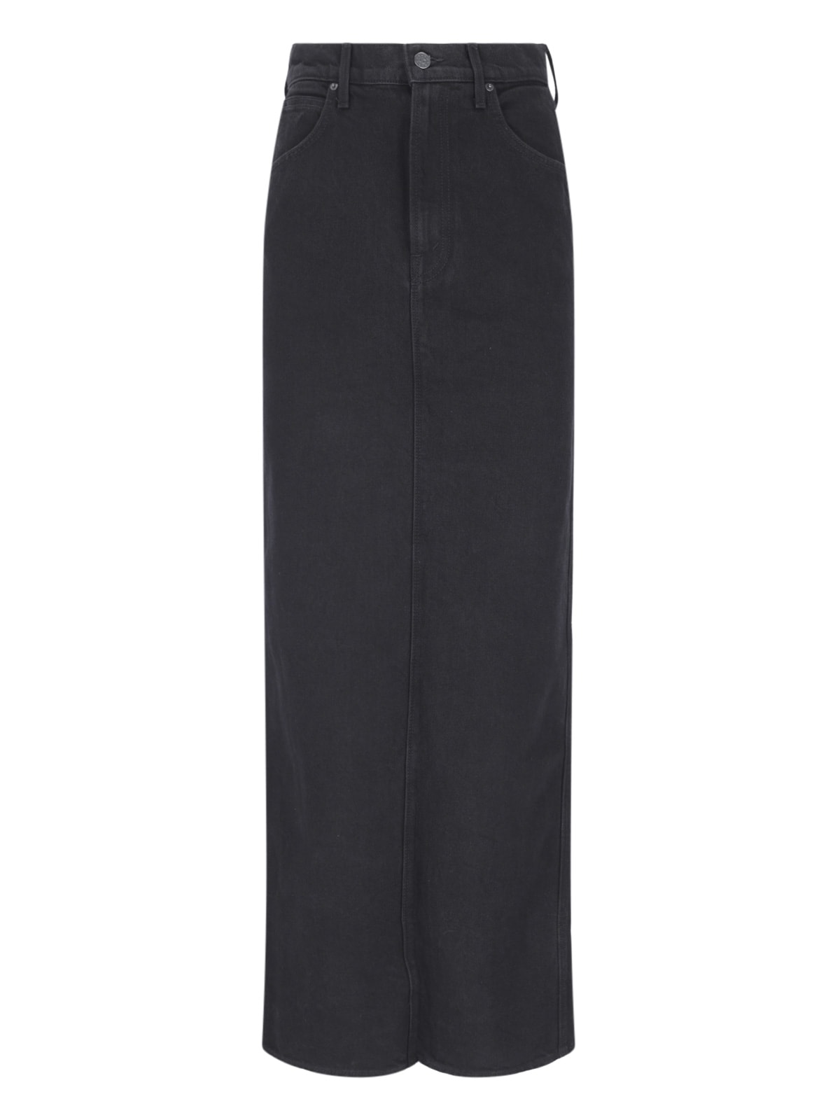 Shop Mother Maxi Denim Skirt In Black