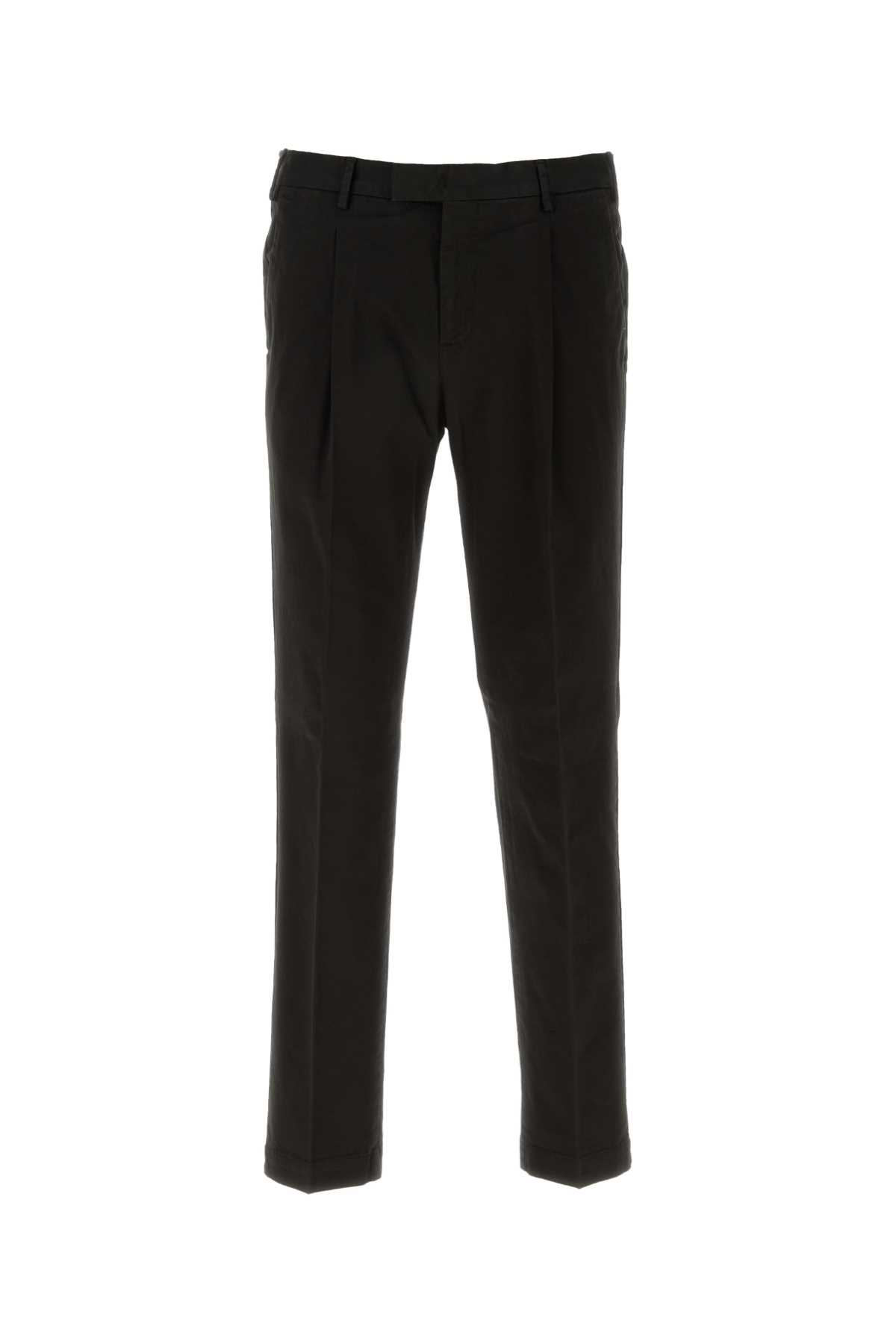 Pt Torino Stretch Cotton Pant With Pockets And Loops In Black