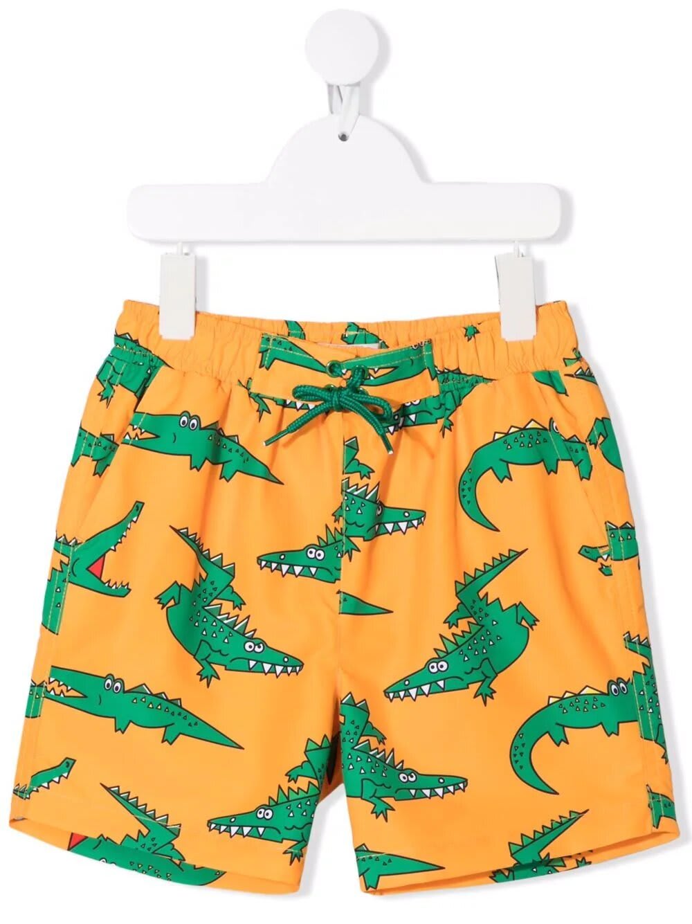 Stella McCartney Kids Kids Orange Swim Shorts With All-over Crocodile Print