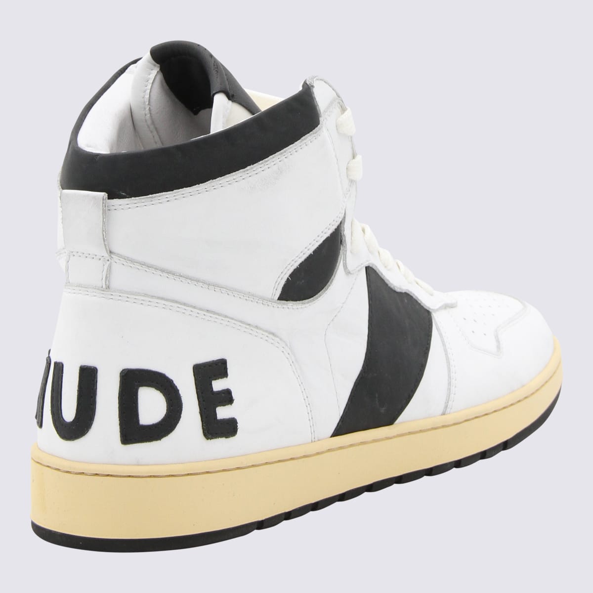 Shop Rhude White Leather Rhecess Sneakers