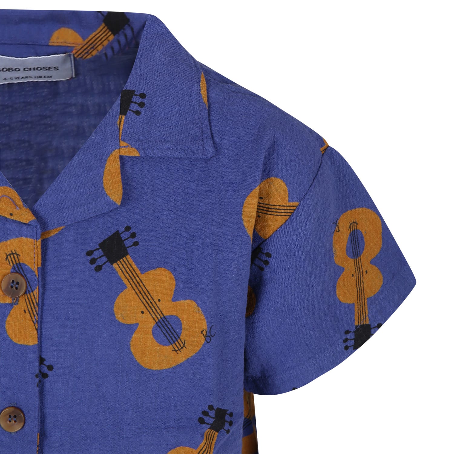 Shop Bobo Choses Blue Shirt For Kids With All-over Guitars