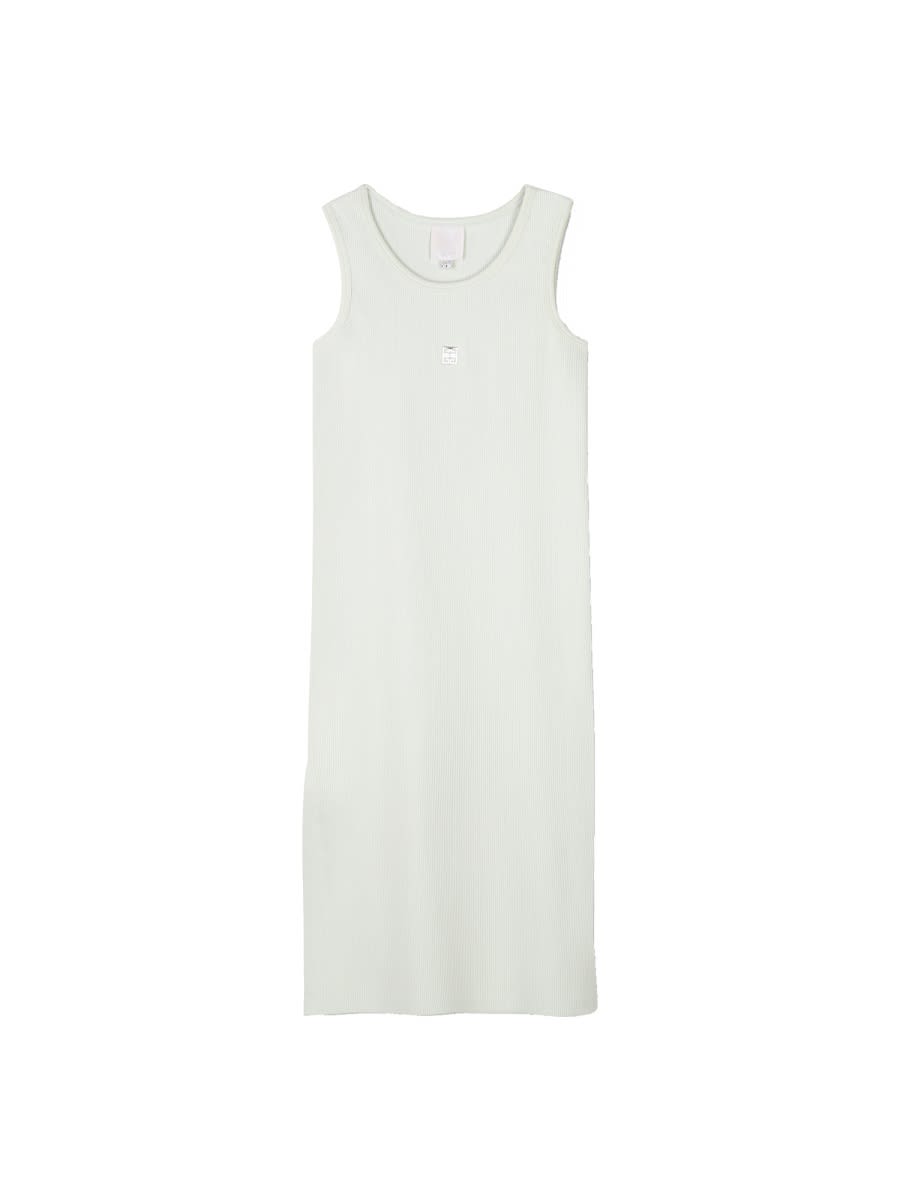 Givenchy White Sleeveless Ribbed Dress With 4g Logo