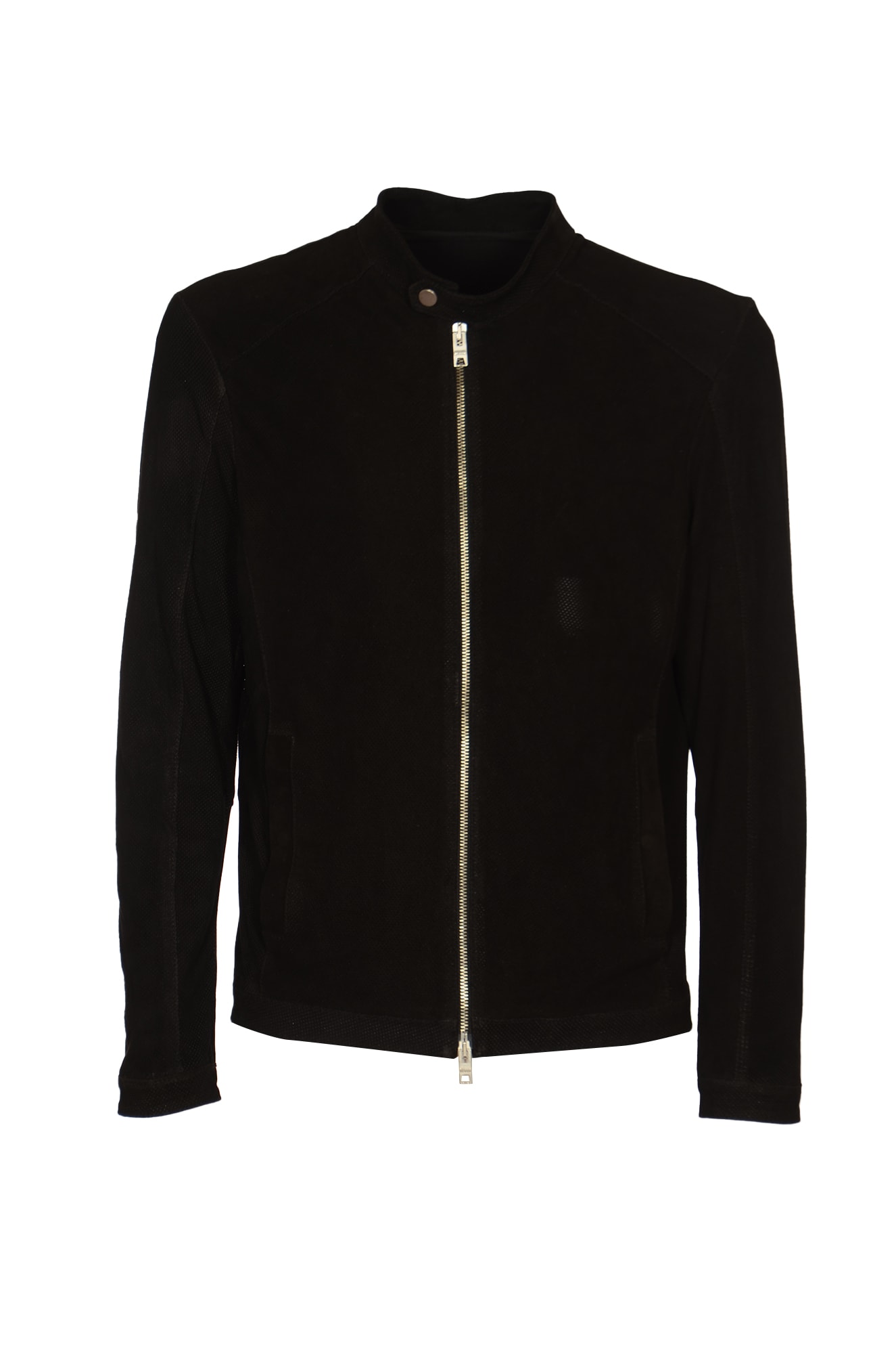 Shop Dfour Band Collar Zipped Jacket In Black