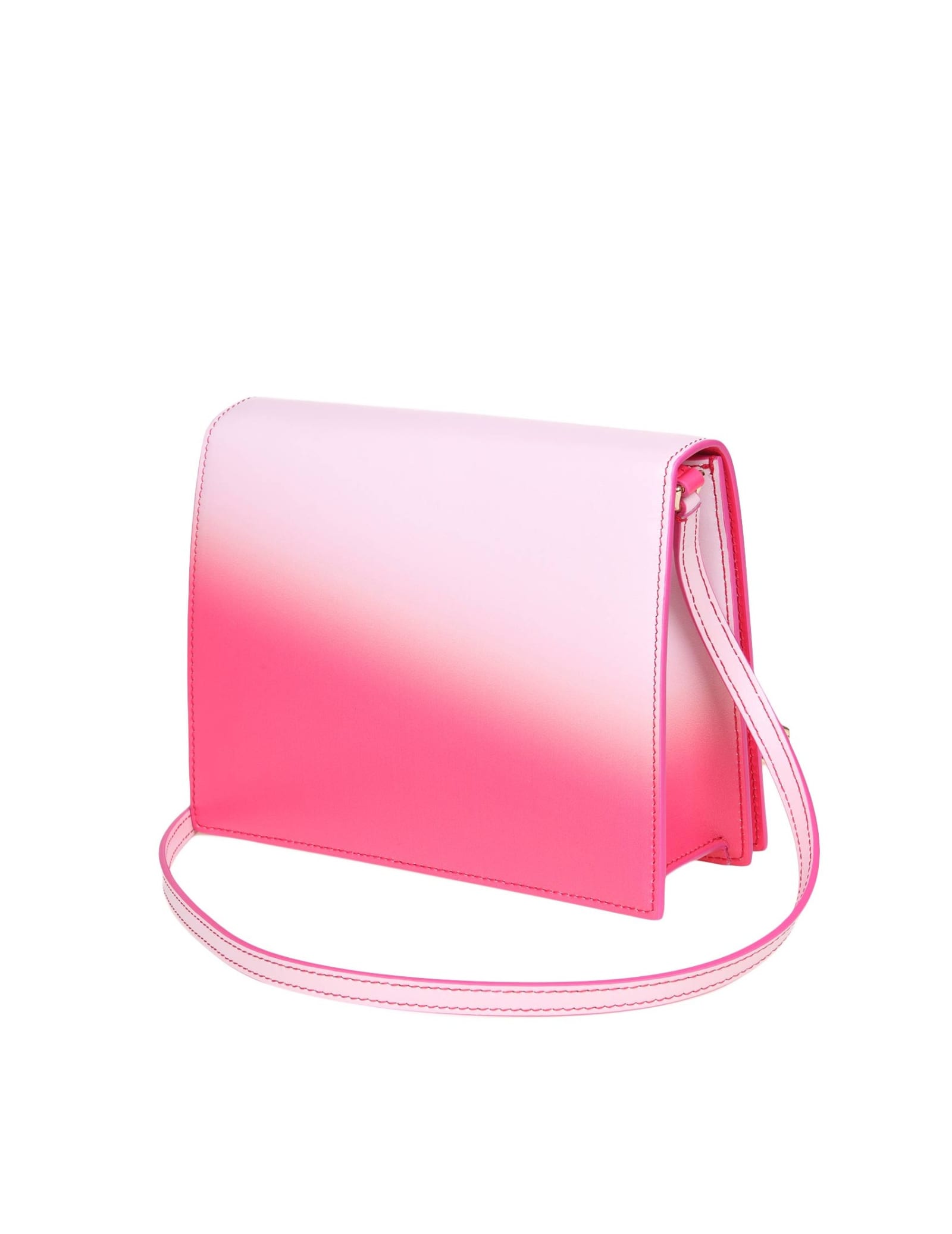 Shop Dolce & Gabbana Crossbody Bag In Leather With Logo Color Pink Degrade