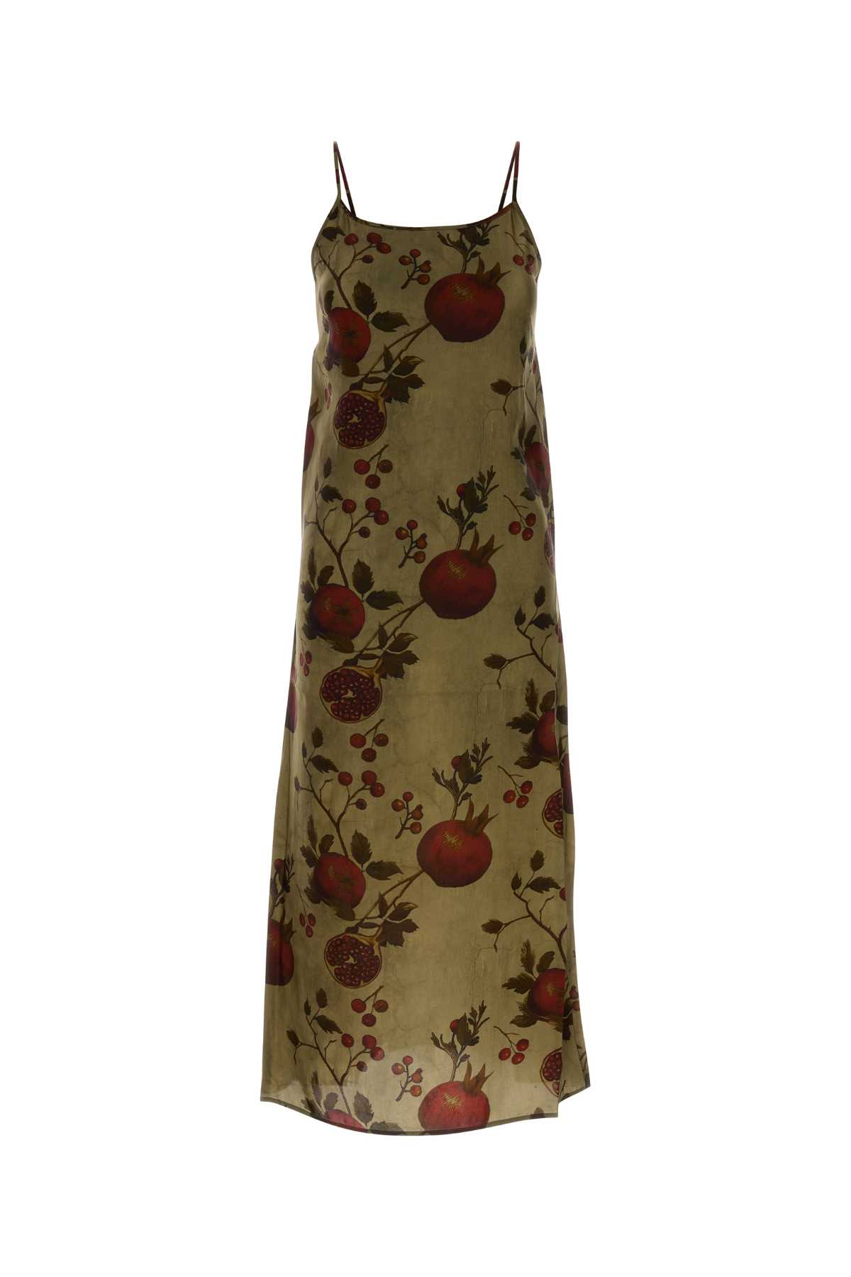 Uma Wang Floral Print Midi Dress With Spaghetti Straps In Brown