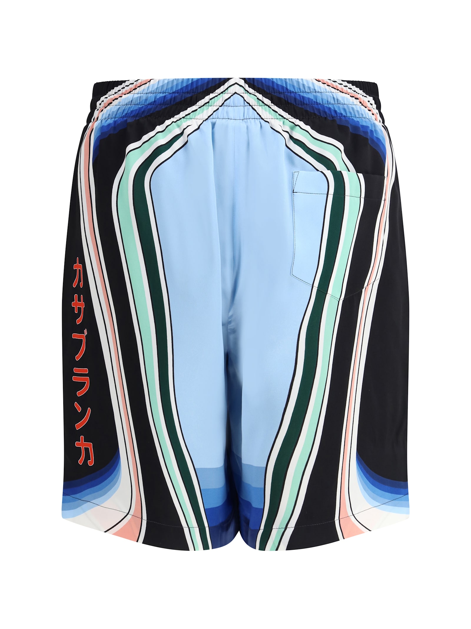 Casablanca Graphic Mountain Straight-leg Logo-print Silk-twill Drawstring Shorts In Multi