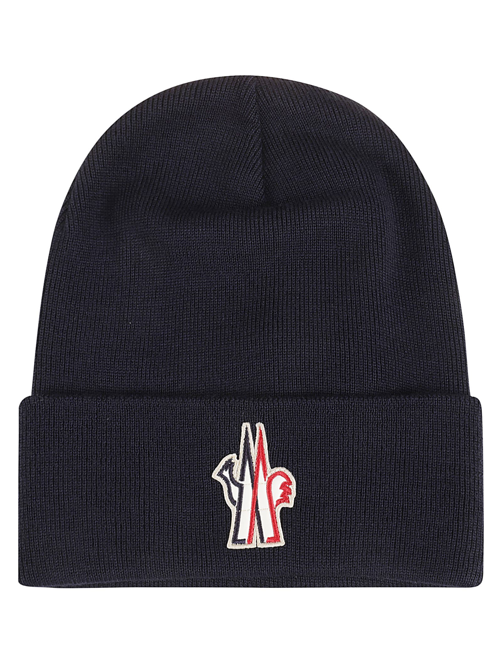 Shop Moncler Logo Classic Beanie In Blue