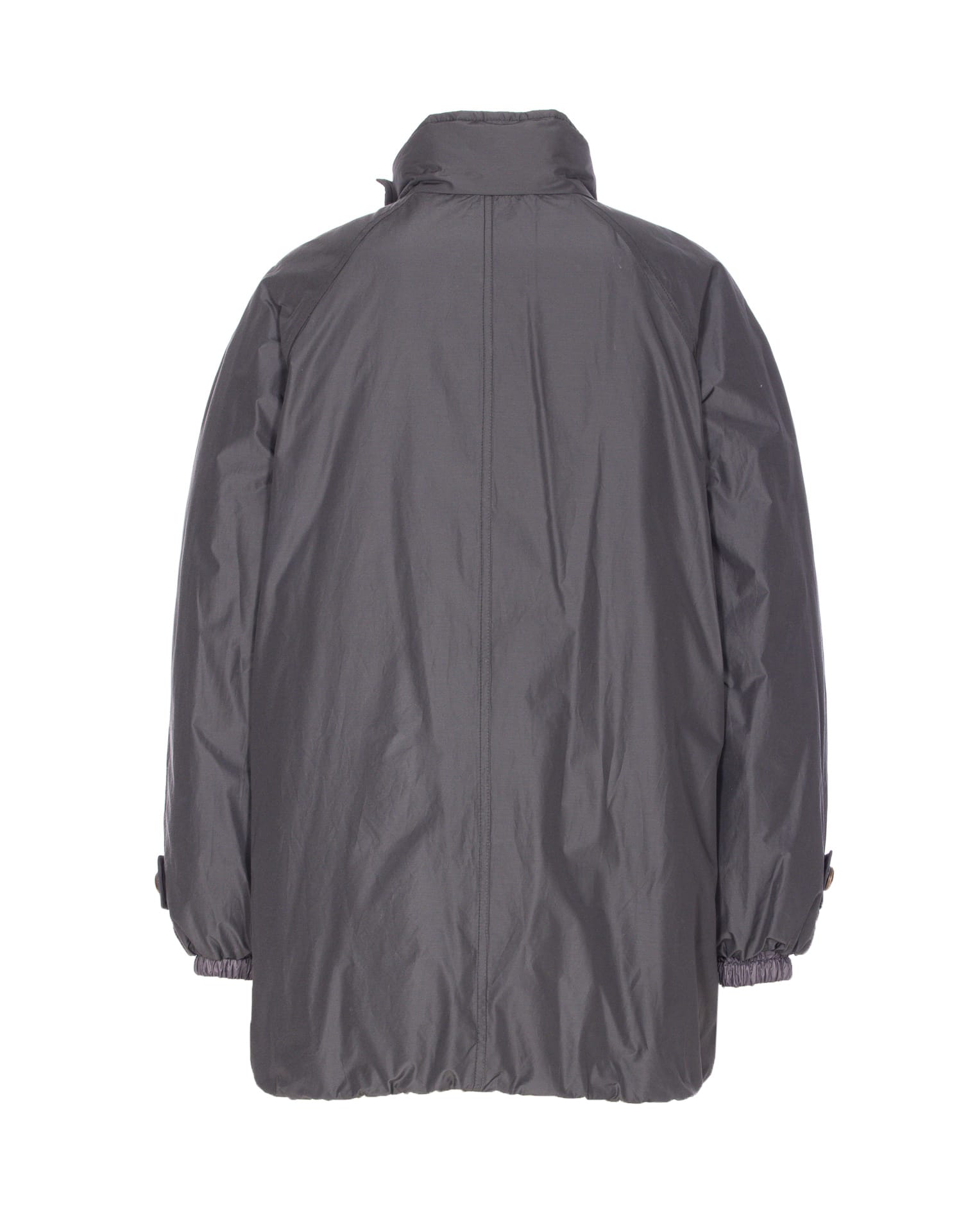 Brunello Cucinelli Double-breasted High Neck Down Jacket In Gray