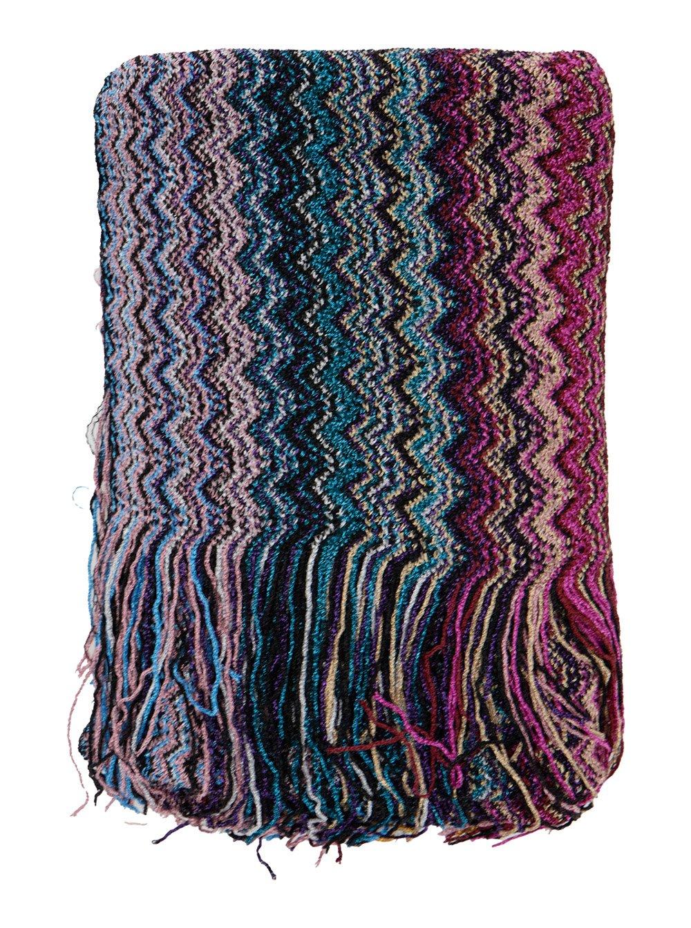 Shop Missoni Chevron Woven Fringed Edge Scarf  In Multicolor