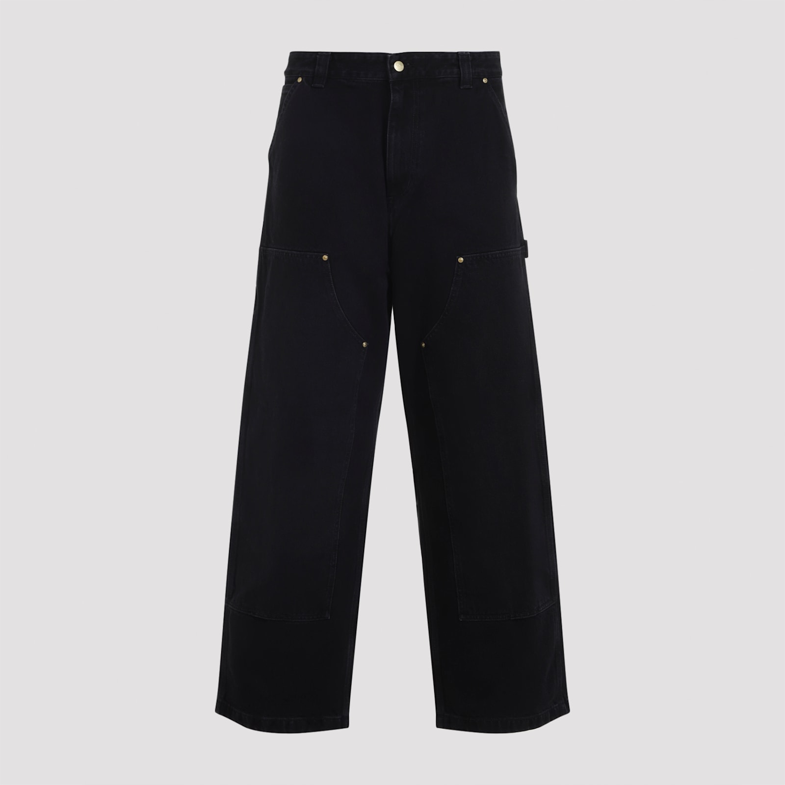 Carhartt Relaxed Straight-leg Jeans With Utility Pockets And Rivet Details In Black