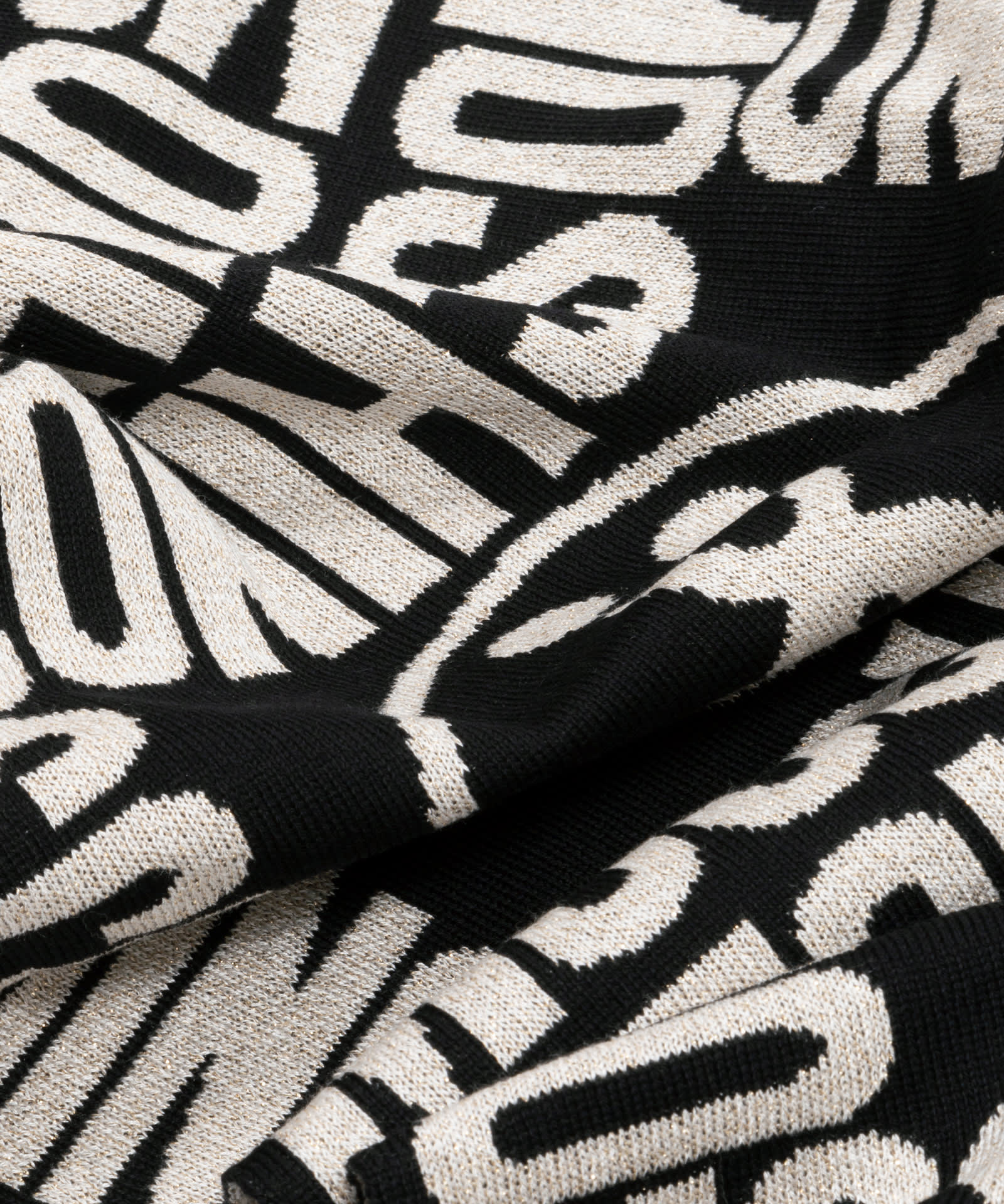 Shop Moschino Double Question Mark Wool Wool Scarf In Black/white