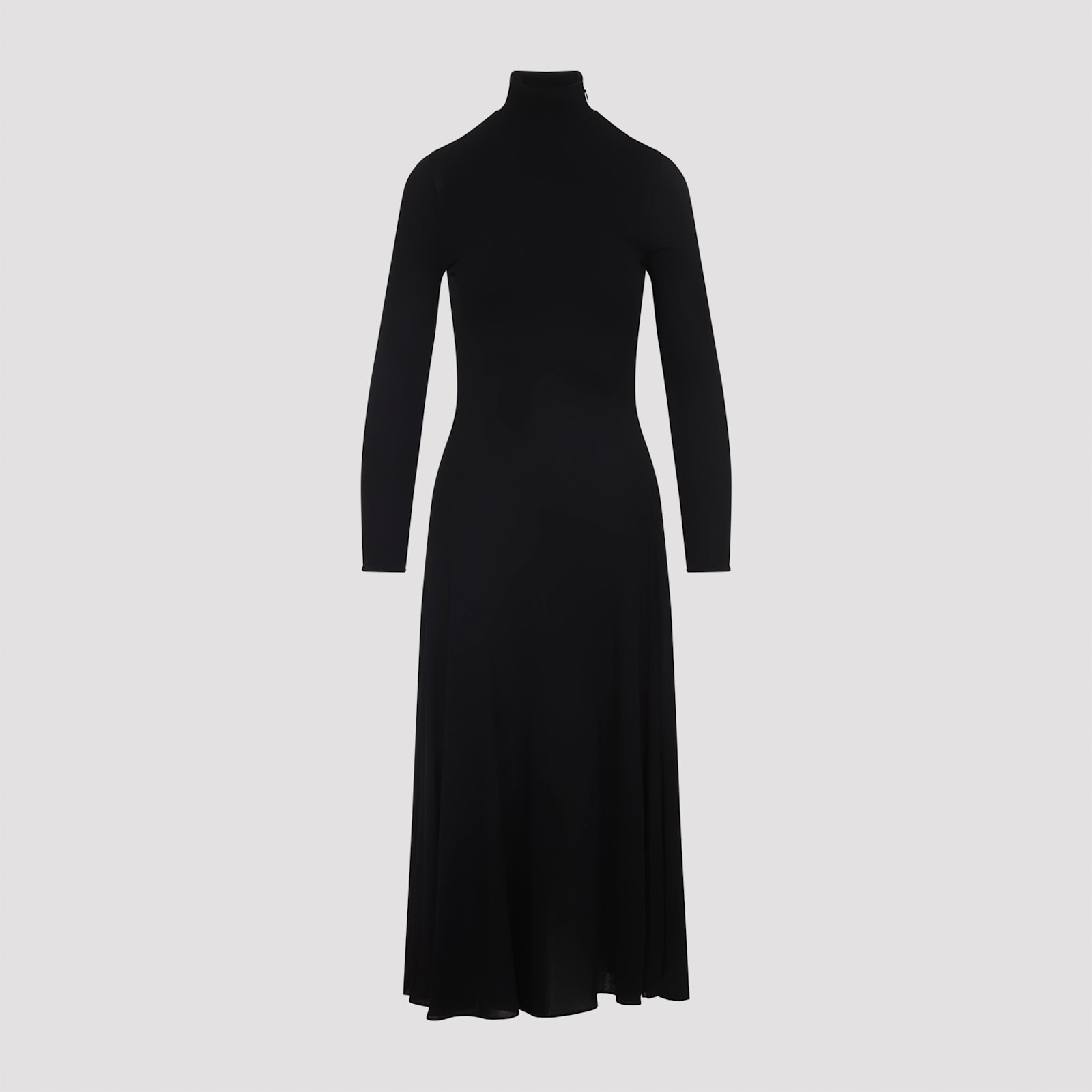 Alaïa Heart Cutout Turtleneck Long-sleeve Maxi Dress In Black