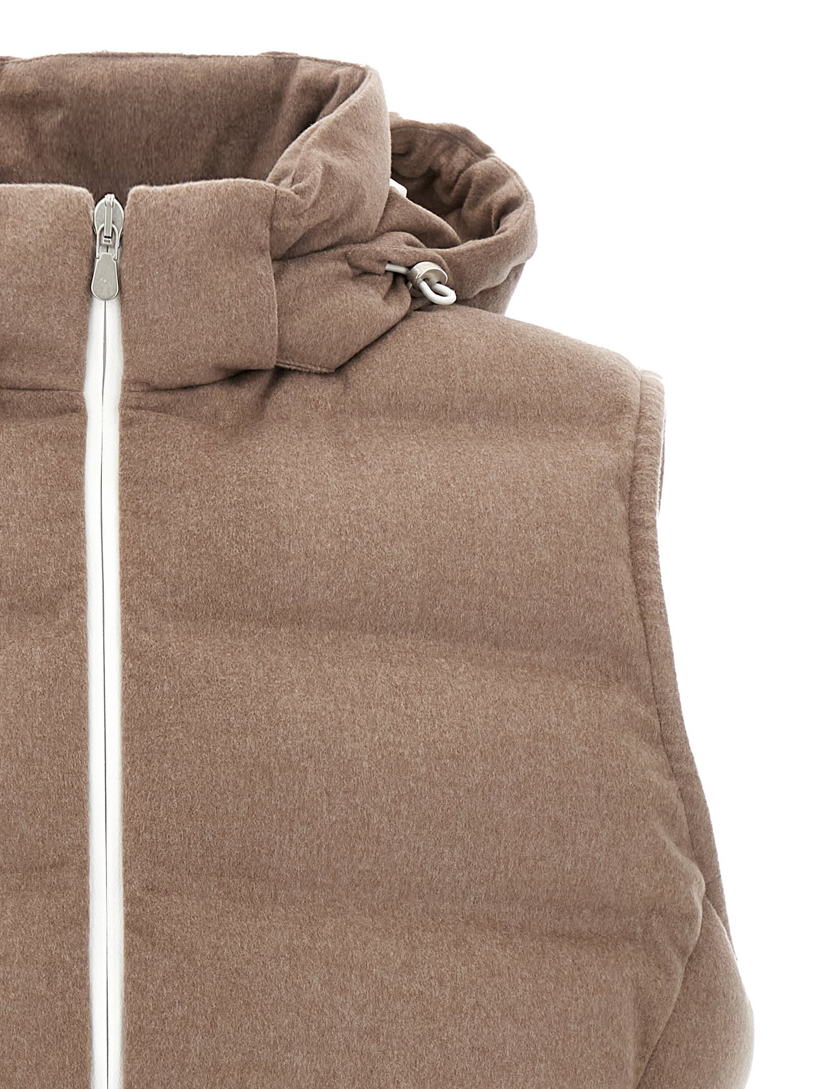 Brunello Cucinelli Padded Wool Vest In Brown