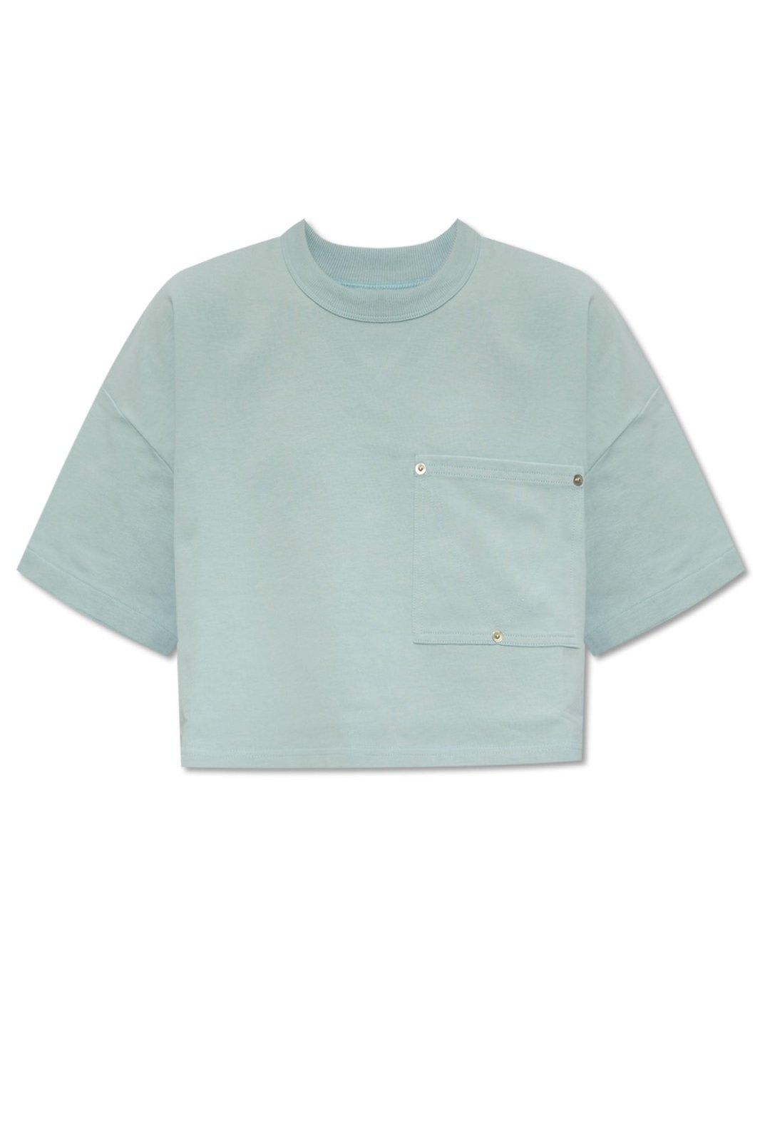 Shop Bottega Veneta Pocket Detailed Cropped T-shirt In Azzurro