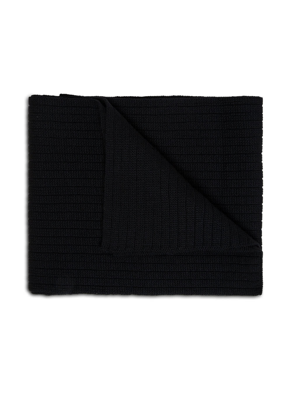 MONCLER BLACK WOOL SCARF WITH LOGO PATCH,3C00008A9576999