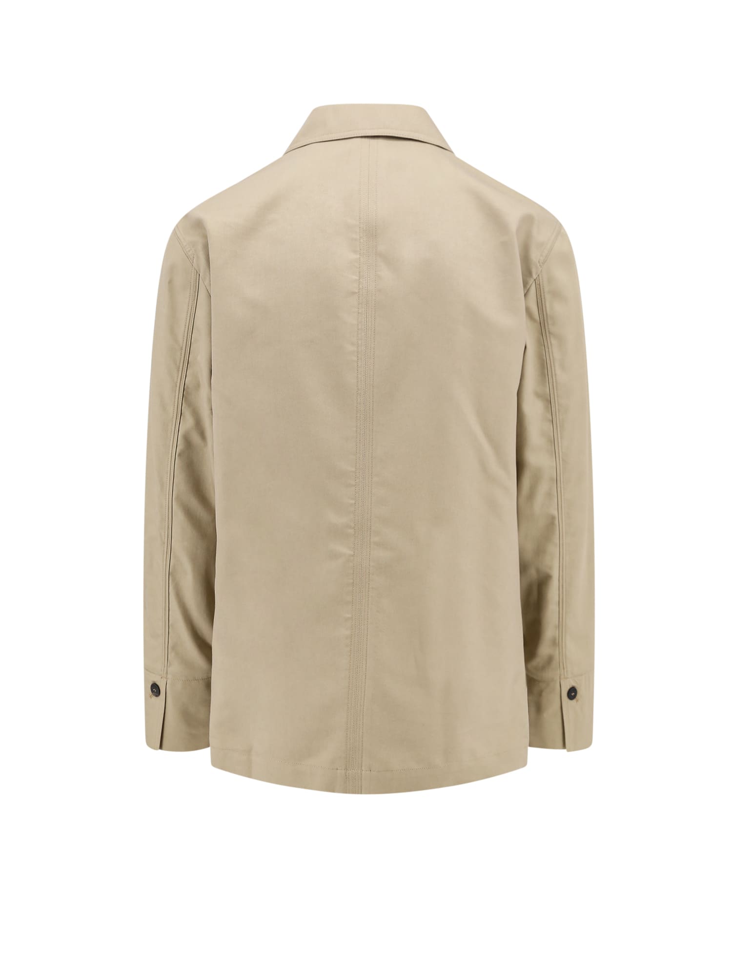 Ferragamo Men Cotton And Viscose Jacket With Gancini Leather Patch In Beige