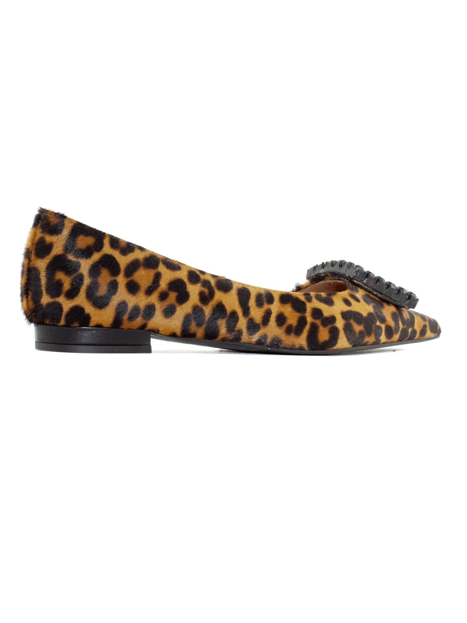 Shop Roberto Festa Amaia Leopard Ponyhair Ballet Shoes In Beige