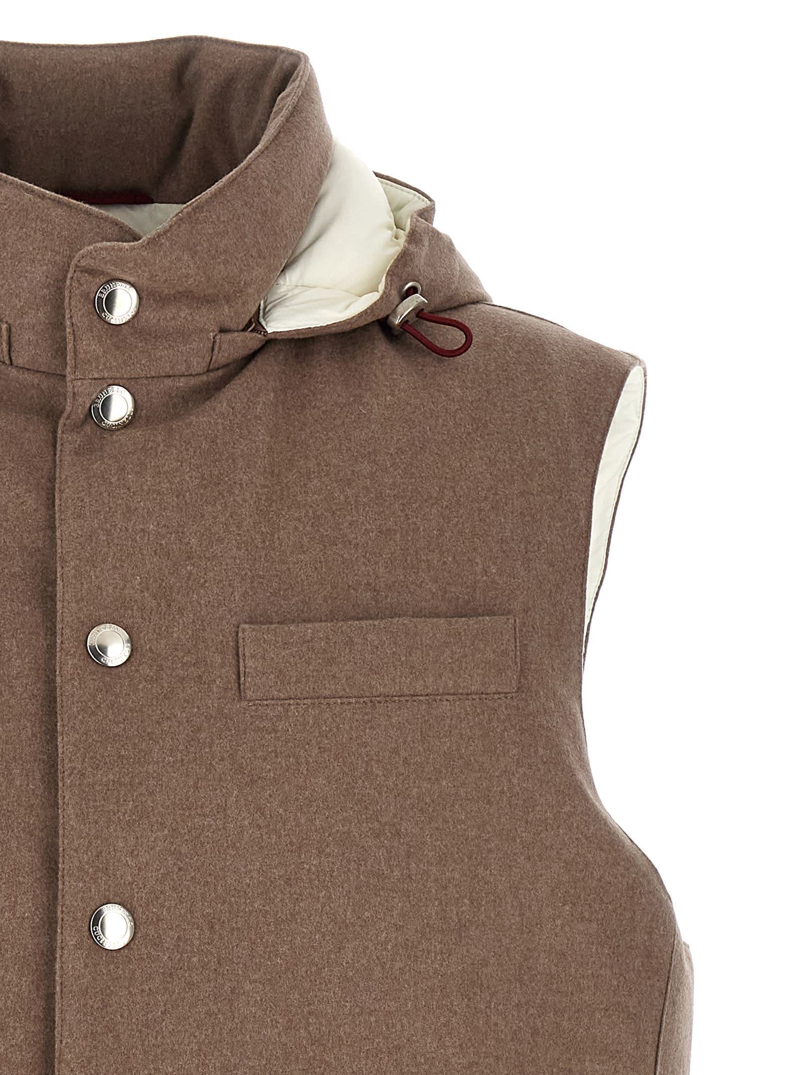 Brunello Cucinelli Padded Wool Vest In Brown