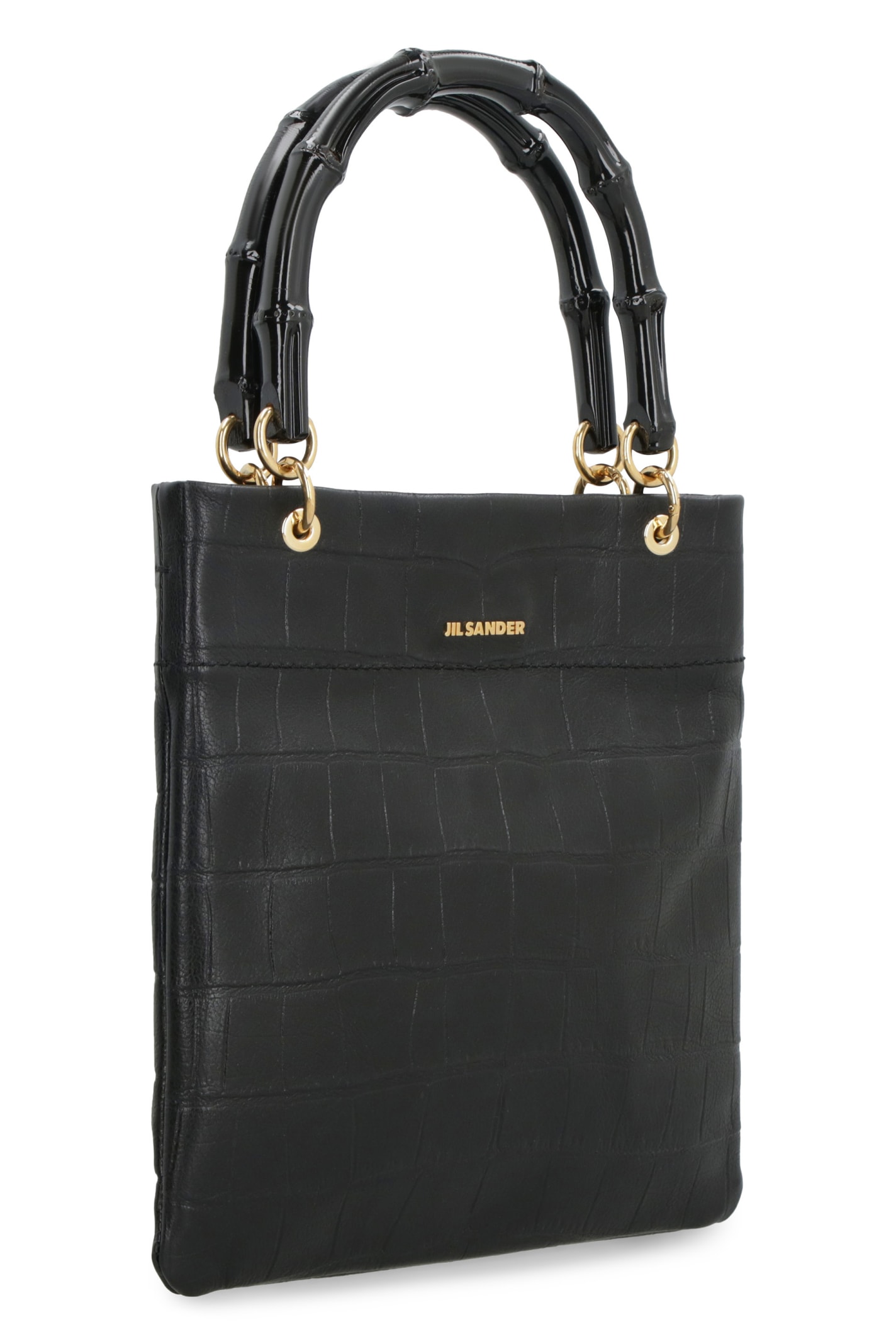 Shop Jil Sander Mini Leather Tote Bag In Black